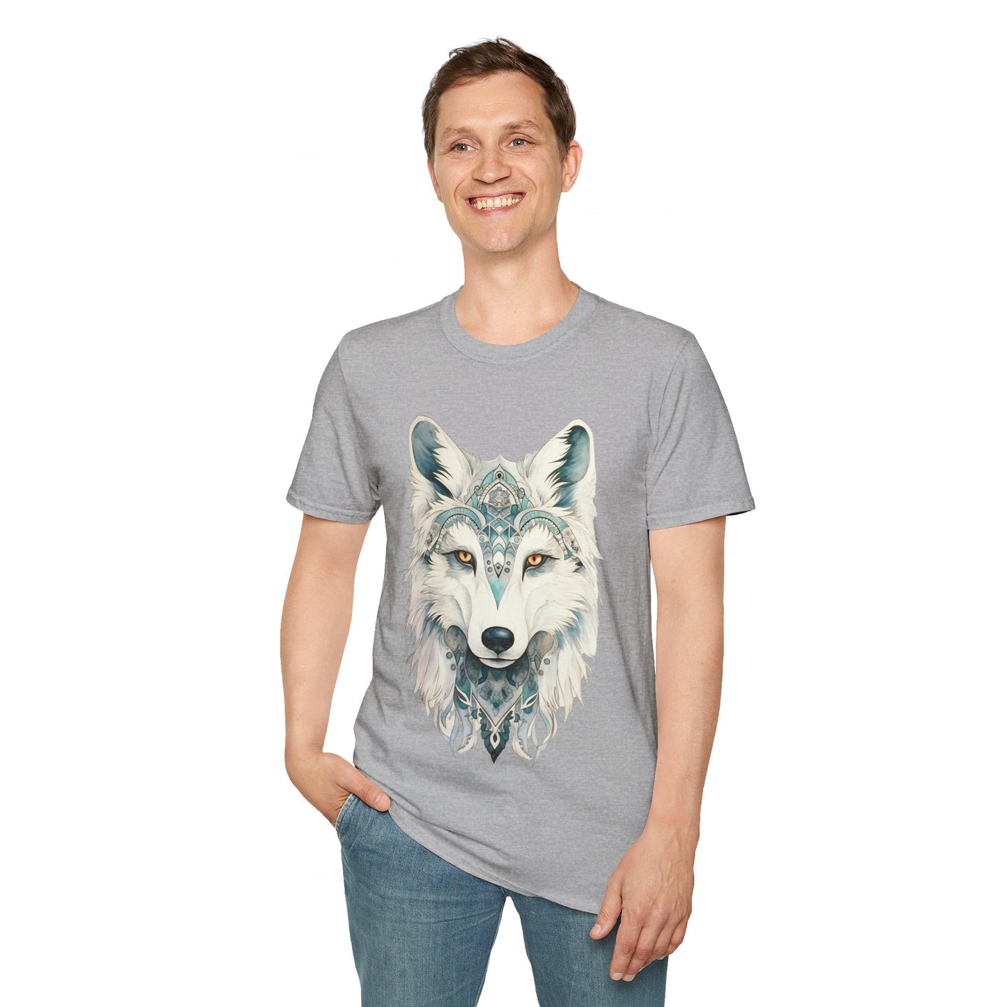 Snow Wolf, White Wolf Shirt, Lone Wolf Gift Unisex Tee Shirt, T-Shirt Wolf Totem Spirit Medicine Softstyle T-Shirt Tee Teeshirt
