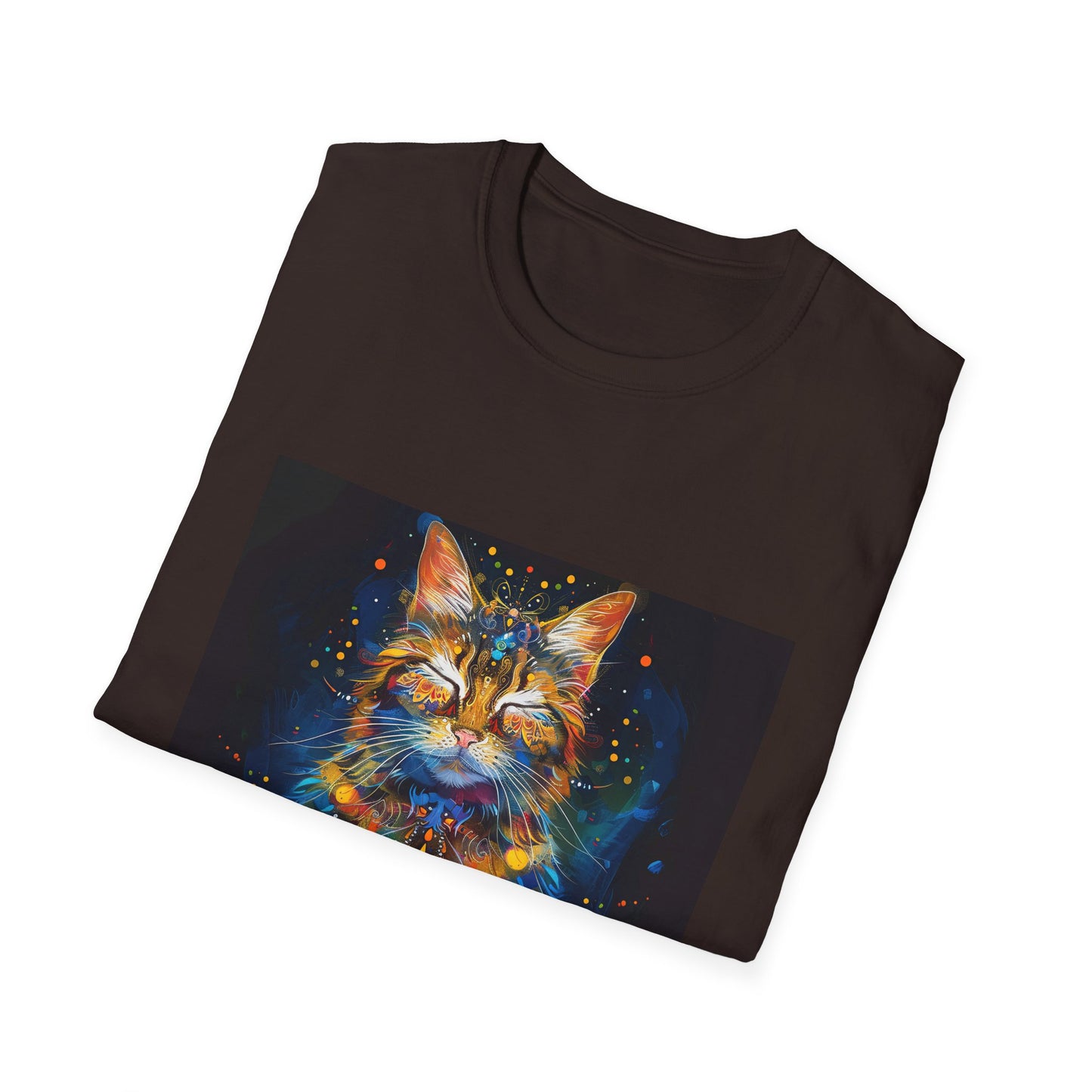 Meditating Cat Graphic Yoga Shirt, Cat Lover's Graphic Tee Graphic Unisex T- Shirt, T-Shirt Cat Lovers Gift Softstyle T-Shirt Tee Teeshirt Stylized Cat