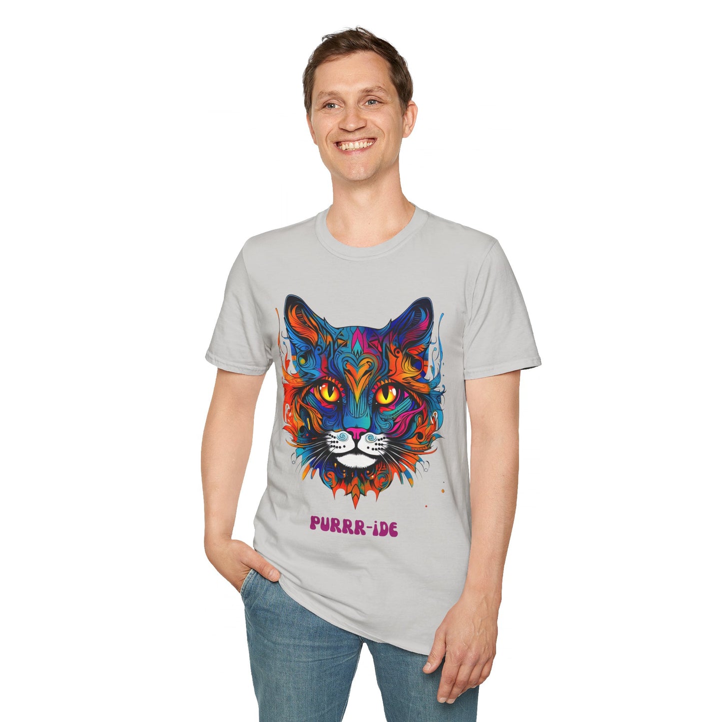 Pride - Purride Cat Shirt, Cat Lover's Christmas Gift Unisex Tee Shirt, T-Shirt Cat Lovers Gift Softstyle T-Shirt Tee Teeshirt LGBTQ+ Gift