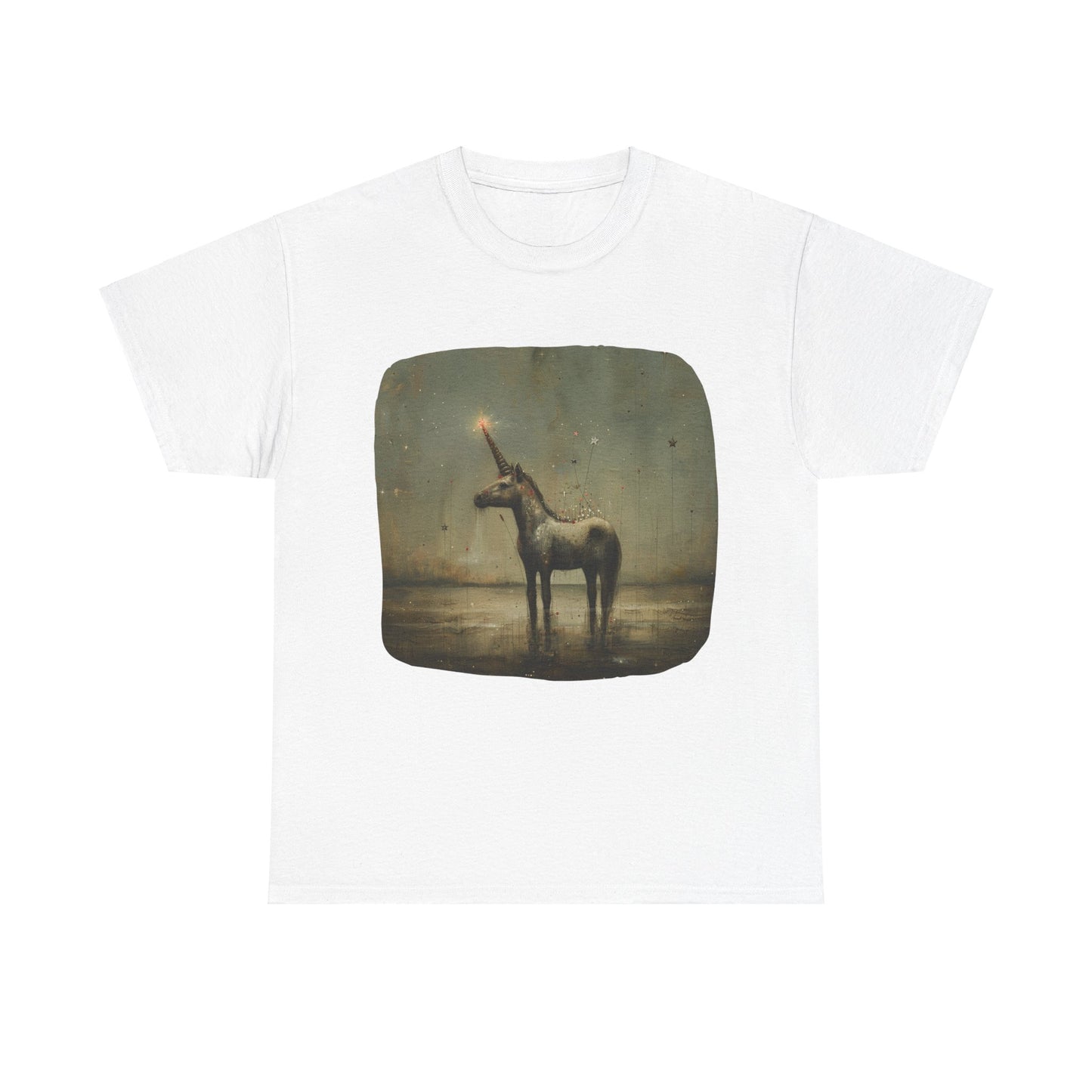 Dark Candlelit Unicorn Streetwear Unicorn Graphic T Tee - Unicorn Lovers Unisex Heavy Cotton Tee T-Shirt