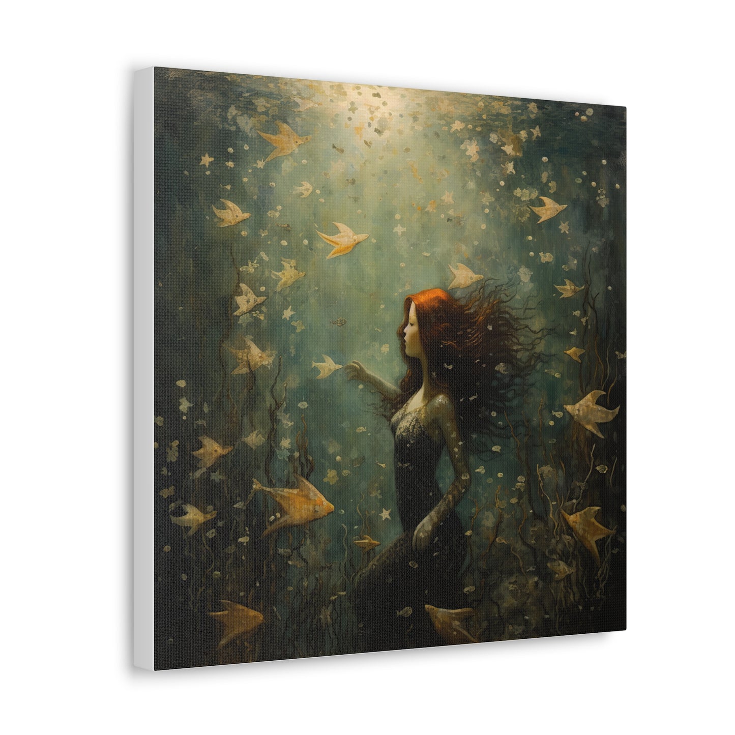 Mermaid Wall Art, Underwater Scene, Mystical Wall Art, Canvas, Kids or Adults Room, Creative Wall Art Painting Pastel