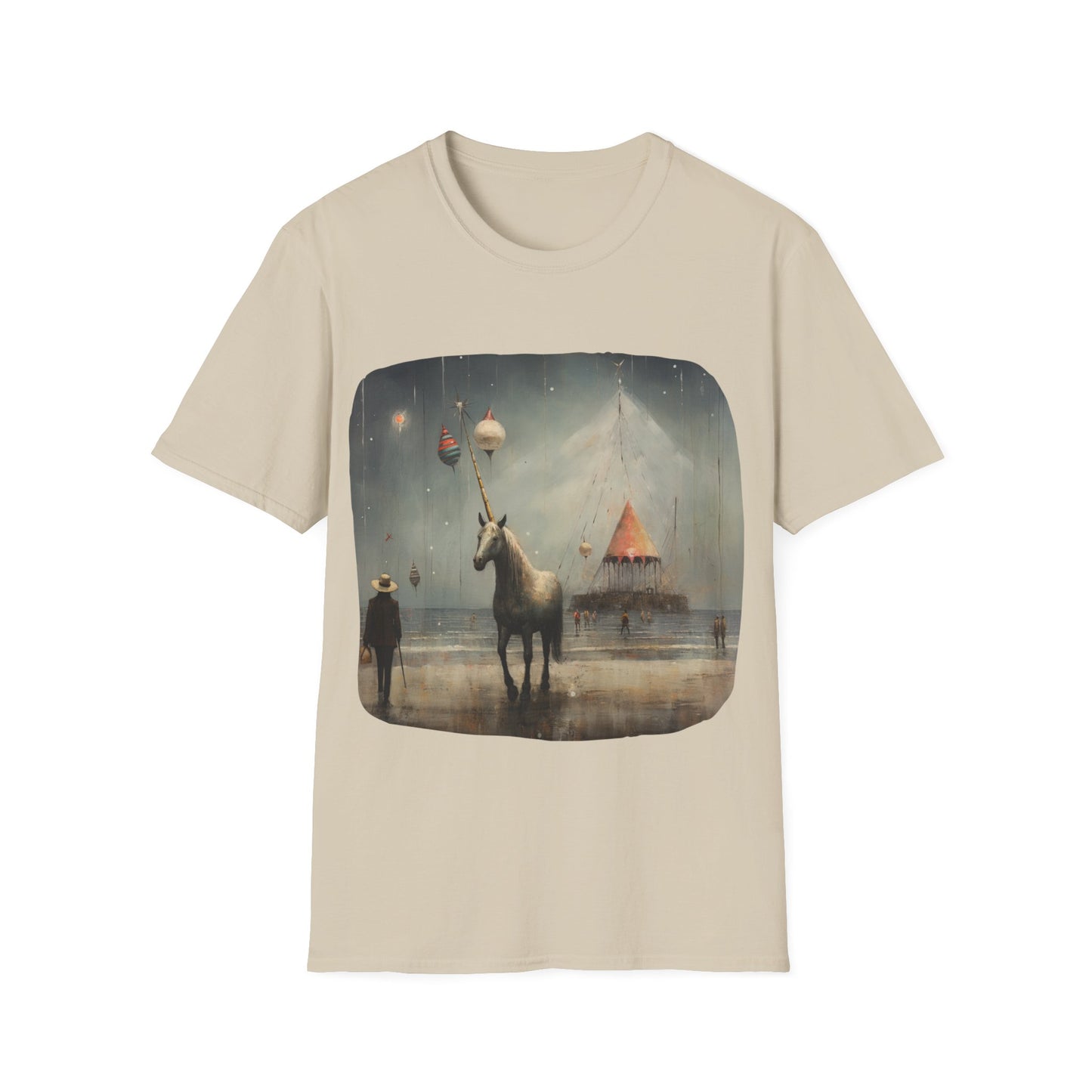Unicorn with Holiday Ornament, Unicorn Christmas Gift Unisex Tee Shirt, T-Shirt Softstyle T-Shirt