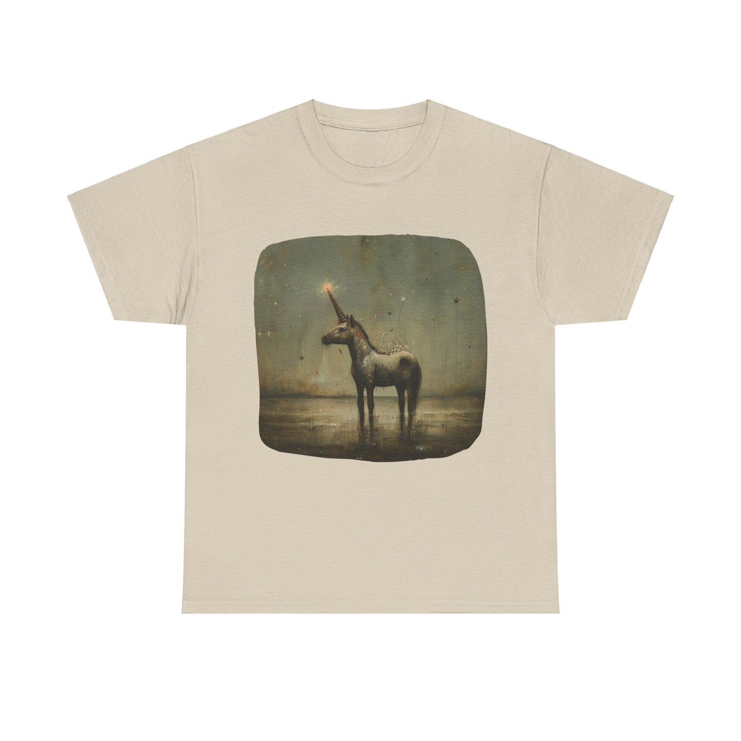 Dark Candlelit Unicorn Streetwear Unicorn Graphic T Tee - Unicorn Lovers Unisex Heavy Cotton Tee T-Shirt