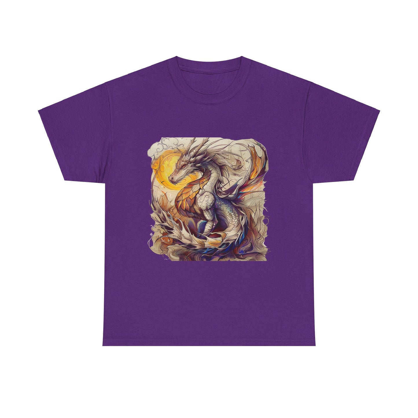 White Light Dragon Graphic Tee - Dragon T-shirt - Dragon Lovers Unisex Heavy Cotton Tee T-Shirt