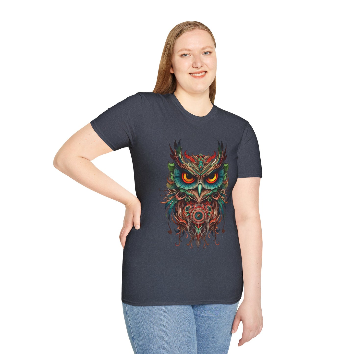 Jeweled Tone Owl, Owl Shirt, Barn Steampunk Owl Unisex Tee Shirt, T-Shirt Softstyle T-Shirt Tee Teeshirt