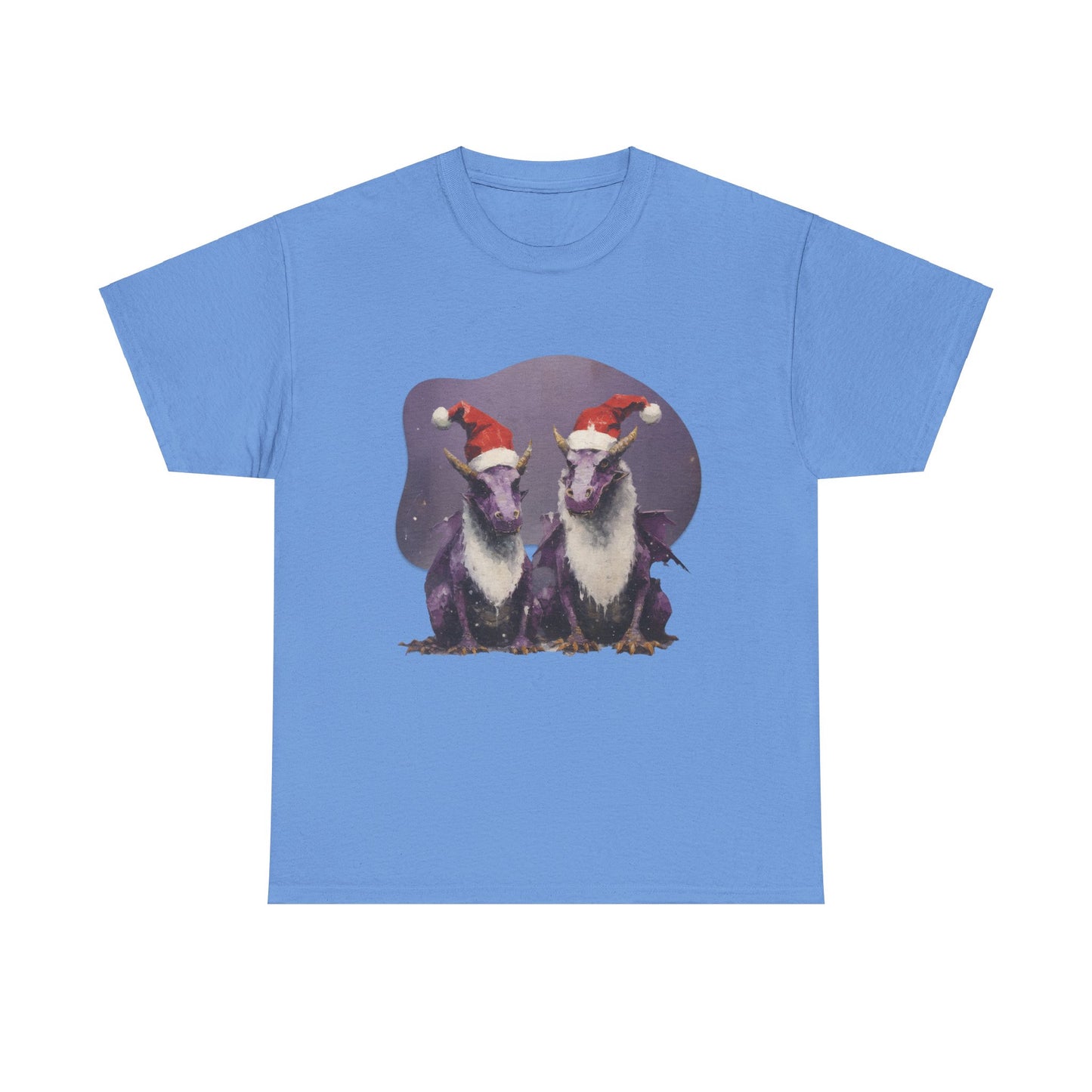 Holiday Dragon Graphic Tee - Dragon in Santa Hat T-shirt - Dragon Lovers Unisex Heavy Cotton Tee T-Shirt