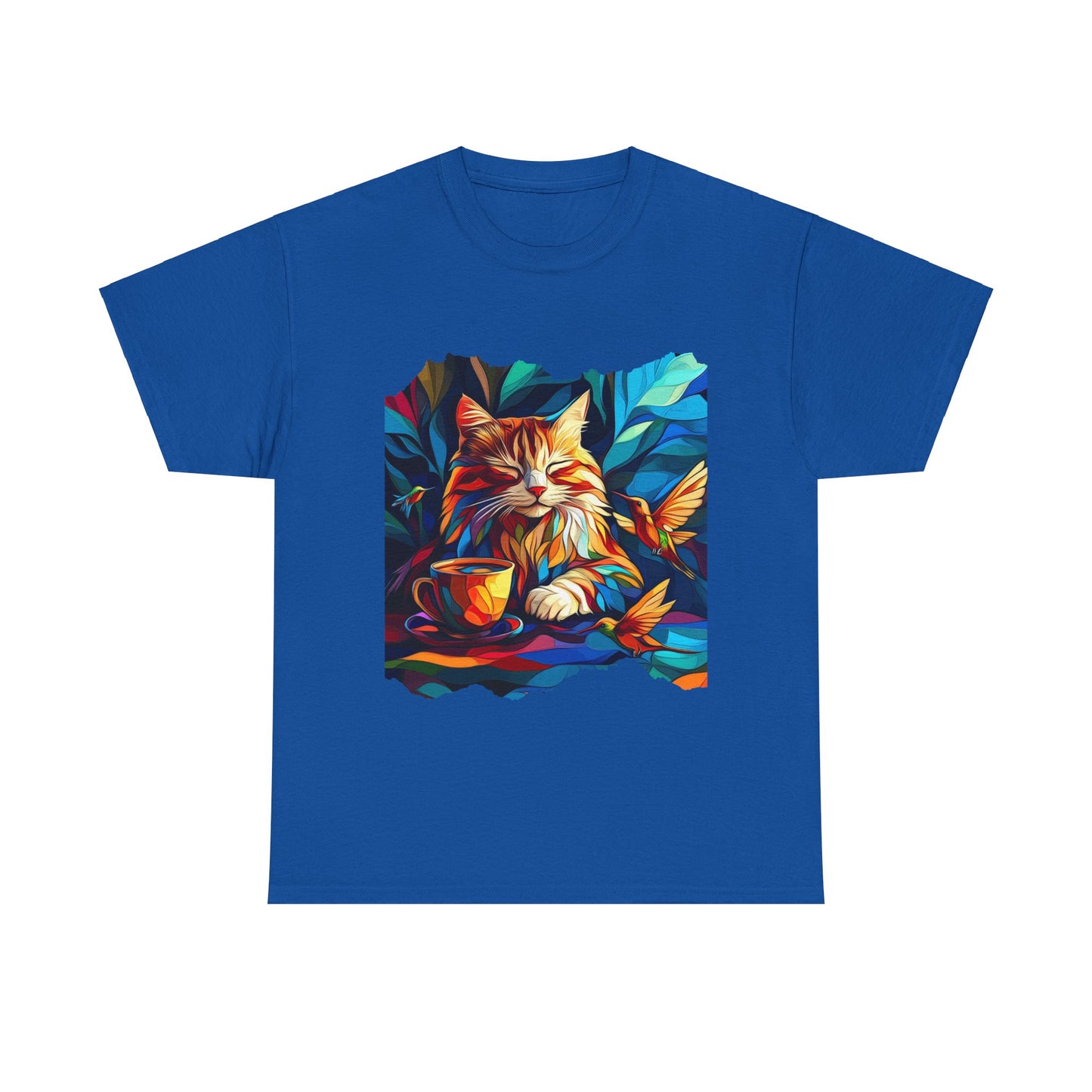 Coffee Cat - (V4) Cats and Coffee , Tea Shirt - T-shirt Coffee Lover - Cat Lover Unisex Heavy Cotton Tee T-Shirt