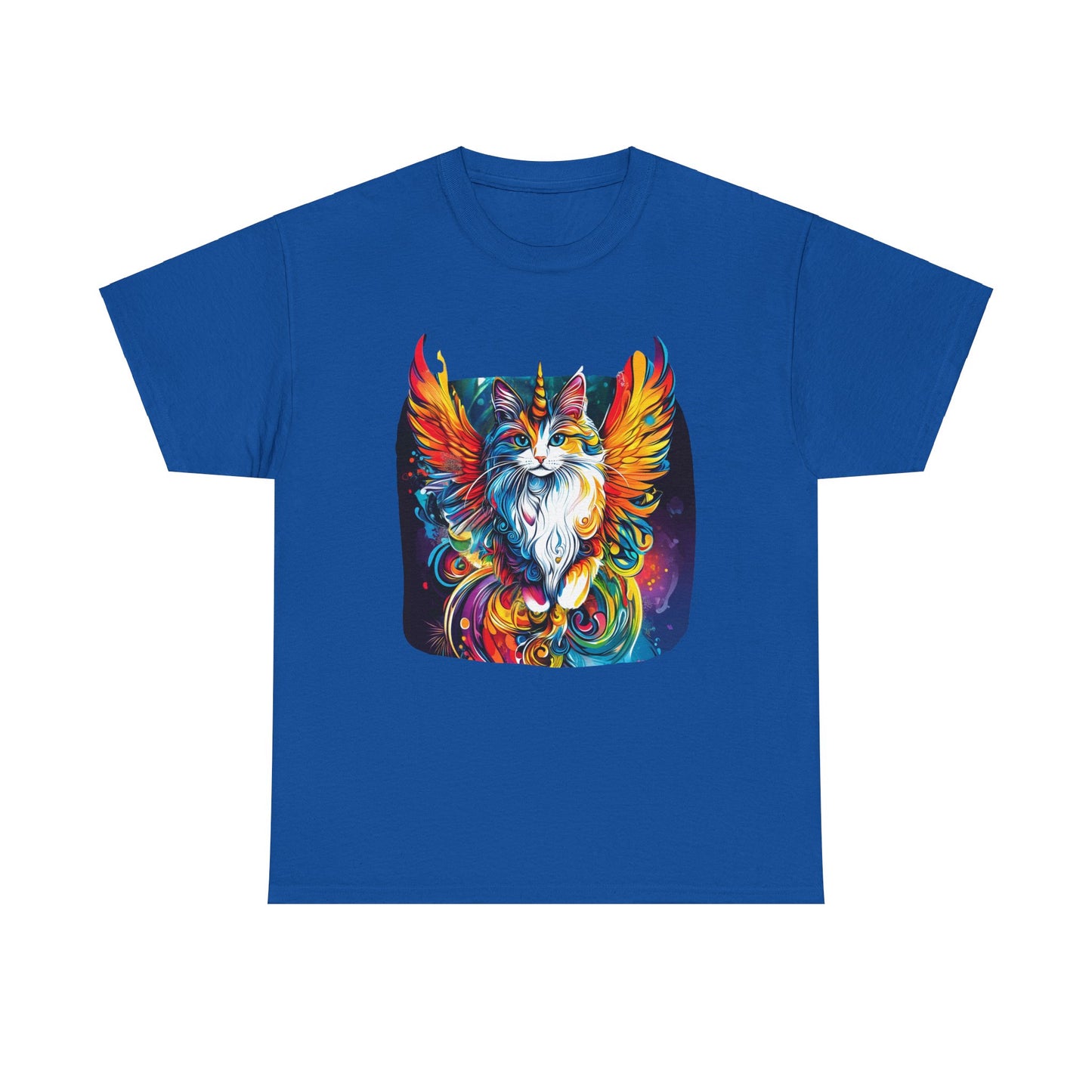 Golden Wings Angel CatUnicorn, Cat Memorial Unicorn Cat with Angel Wings Graphic Tee- Cat Gift Unisex Heavy Cotton Tee T-Shirt