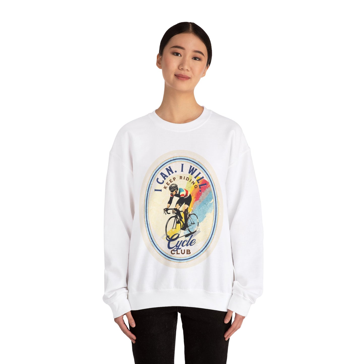 Cycle Club. I Can I Will Bicycle Gift Cycling Lovers Gift - Inspirational Unisex Long Sleeve Jersey Cotton Shirt Mens Women's Sweatshirt Sweat Shirt
