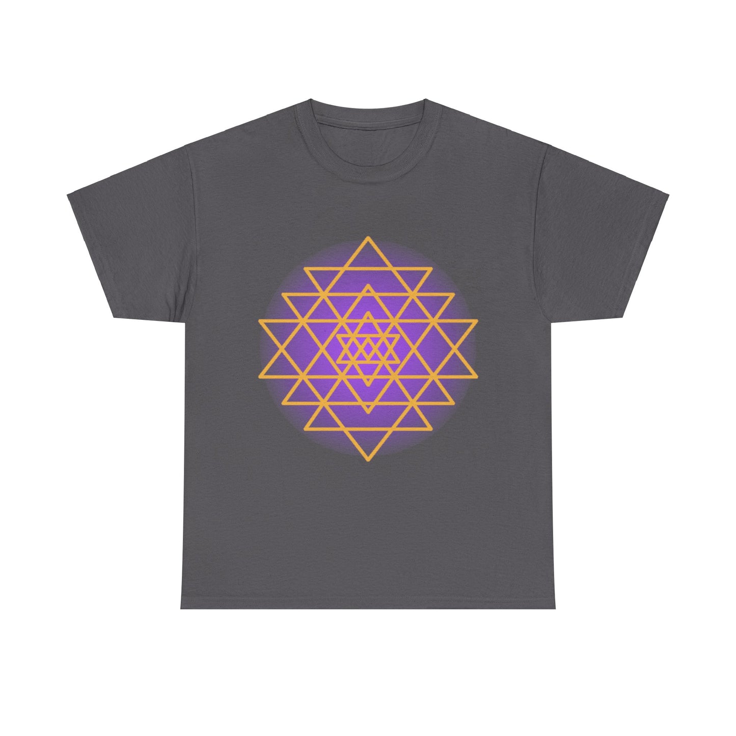 Sacred Geometry Sri Yantra, Purple Glow, Shree Yantra, Shri Chakra Nava Chakra Shirt - Graphic Tee - Yoga, Zen, Hindu Gifts Unisex Heavy Cotton Graphic Tee T-Shirt