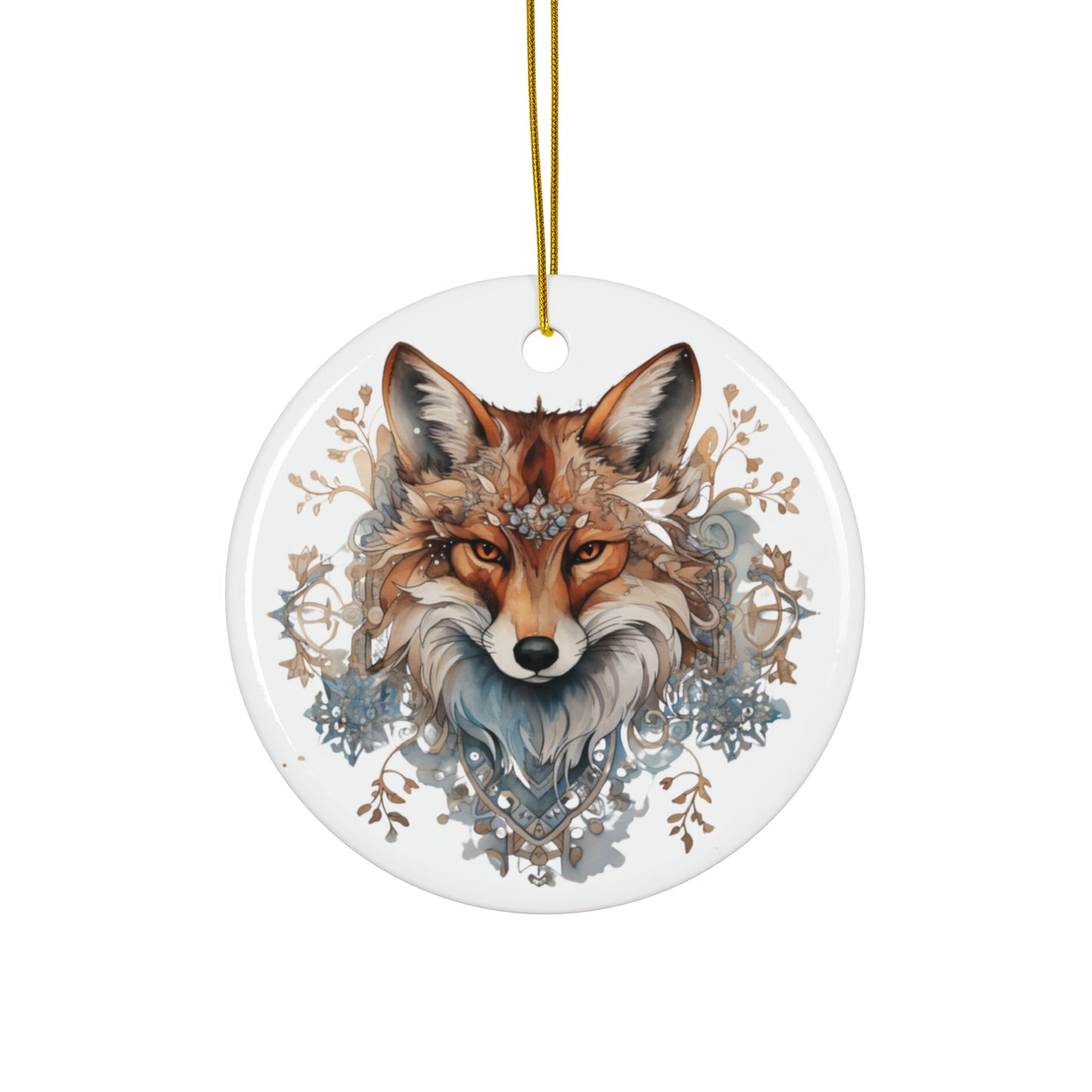 Red Fox, Holiday Fox- Christmas Fox Ceramic Christmas Ornament - Magical Fox, Spirit Medicine Ornament Gift - 4 Shapes