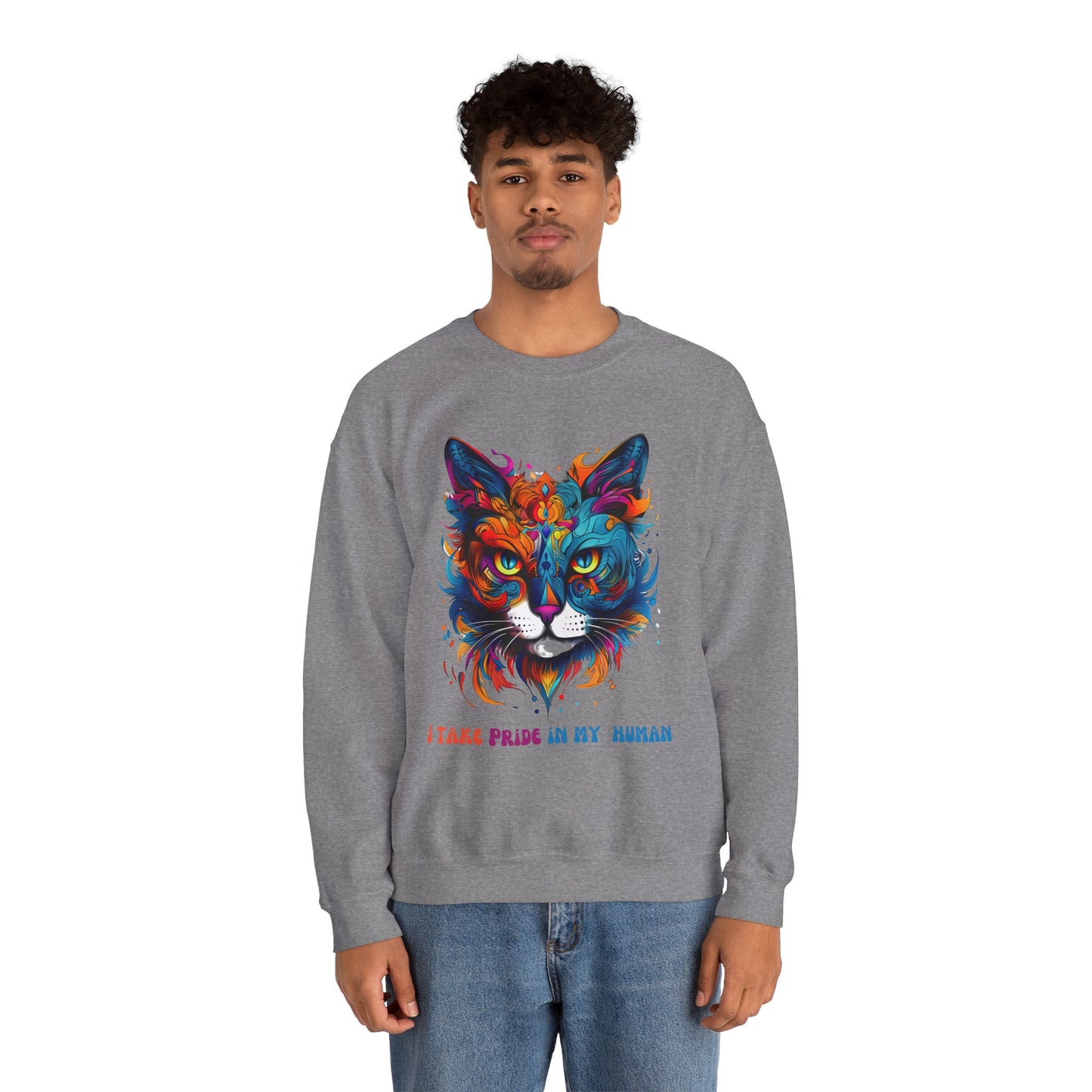 "I Take Pride in My Human" Pride Cat Sweatshirt, Cat Lovers Gift, Kitty Cat LGBTQ+ Shirt Unisex Sweatshirt Sweat Shirt, Many Colors