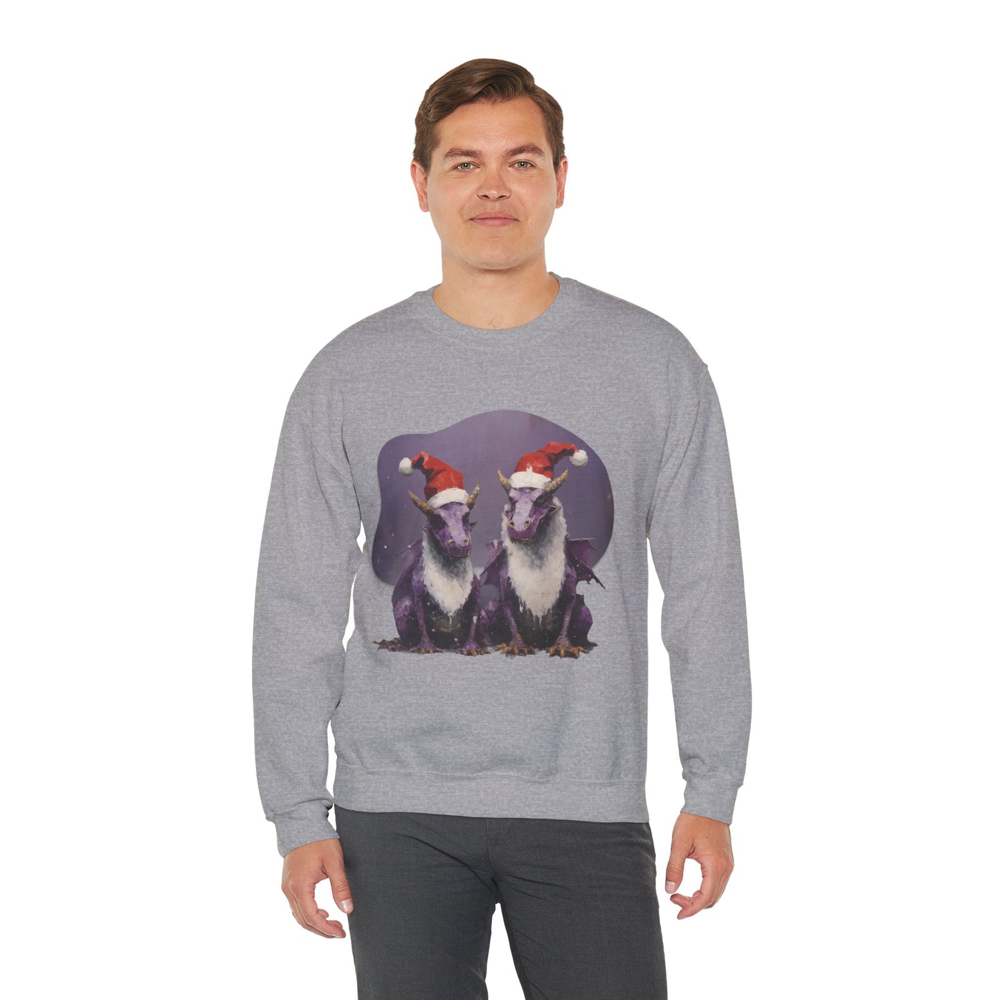 Christmas Dragons, Holiday Dragons with Santa Hat, Gift Shirt Dragon Gifts, Holiday Cheer Shirt, Unisex sweatshirt