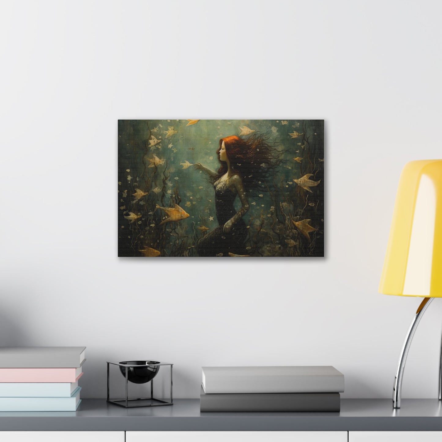 Mermaid Wall Art, Underwater Scene, Mystical Wall Art, Canvas, Kids or Adults Room, Creative Wall Art Painting Pastel