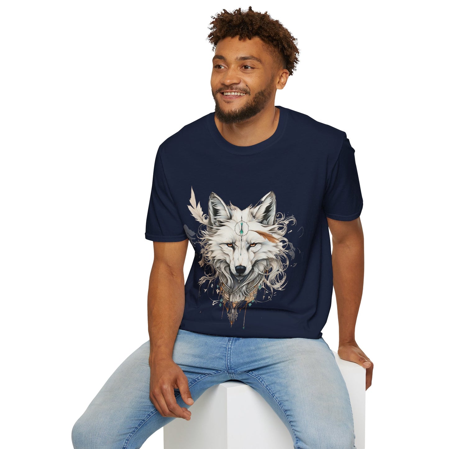 White Snow Fox Shirt, Fox Lover's Gift, Unisex Tee Shirt, T-Shirt Fox Totem Spirit Medicine Softstyle T-Shirt Tee Teeshirt White Fox