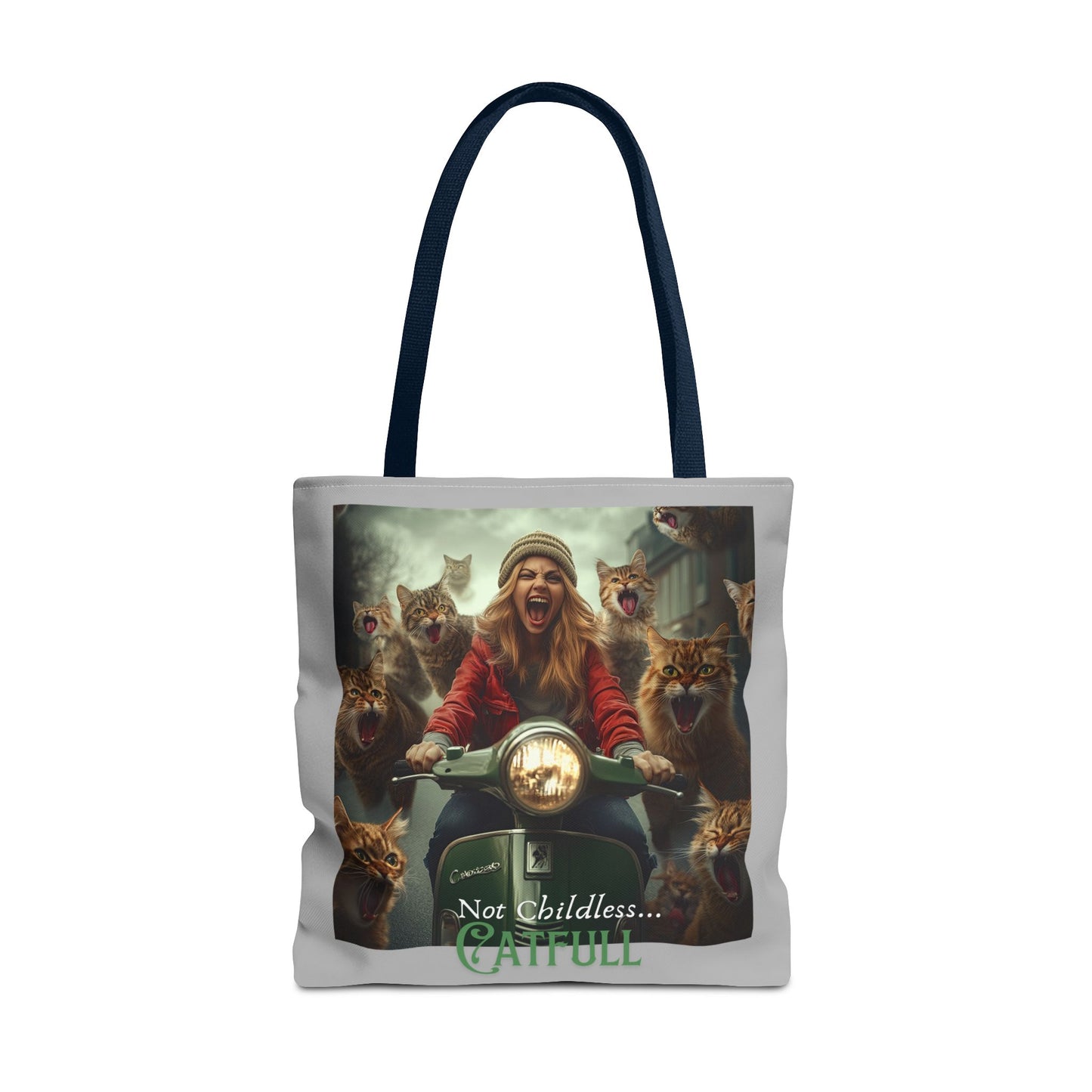 "Not Childless... Catfull" Cat Lady Tote Bag Childless Cat Lady Tote Bag (AOP)