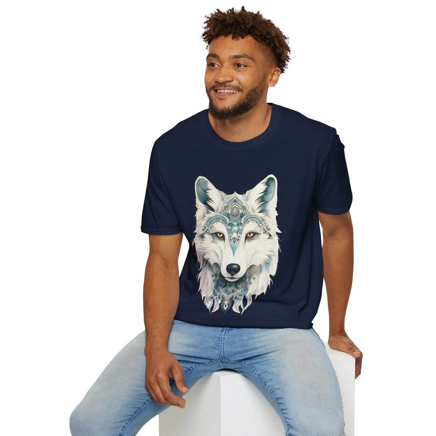 Snow Wolf, White Wolf Shirt, Lone Wolf Gift Unisex Tee Shirt, T-Shirt Wolf Totem Spirit Medicine Softstyle T-Shirt Tee Teeshirt