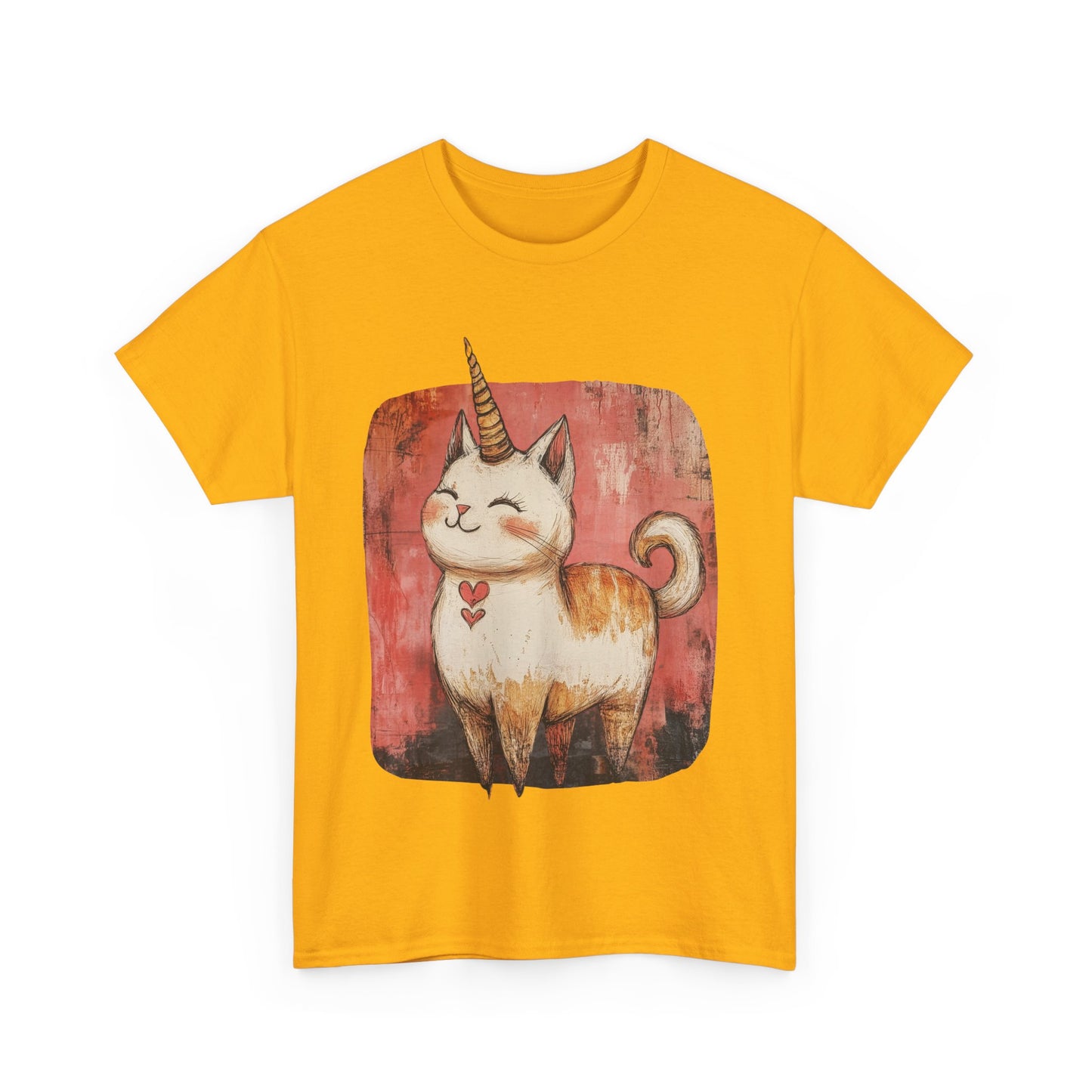 Adorable Kawaii Neko Unicorn Cat Graphic Tee - Cat Unicorn Mythical Creature Gift Unisex Adult Size Heavy Cotton Tee T-Shirt