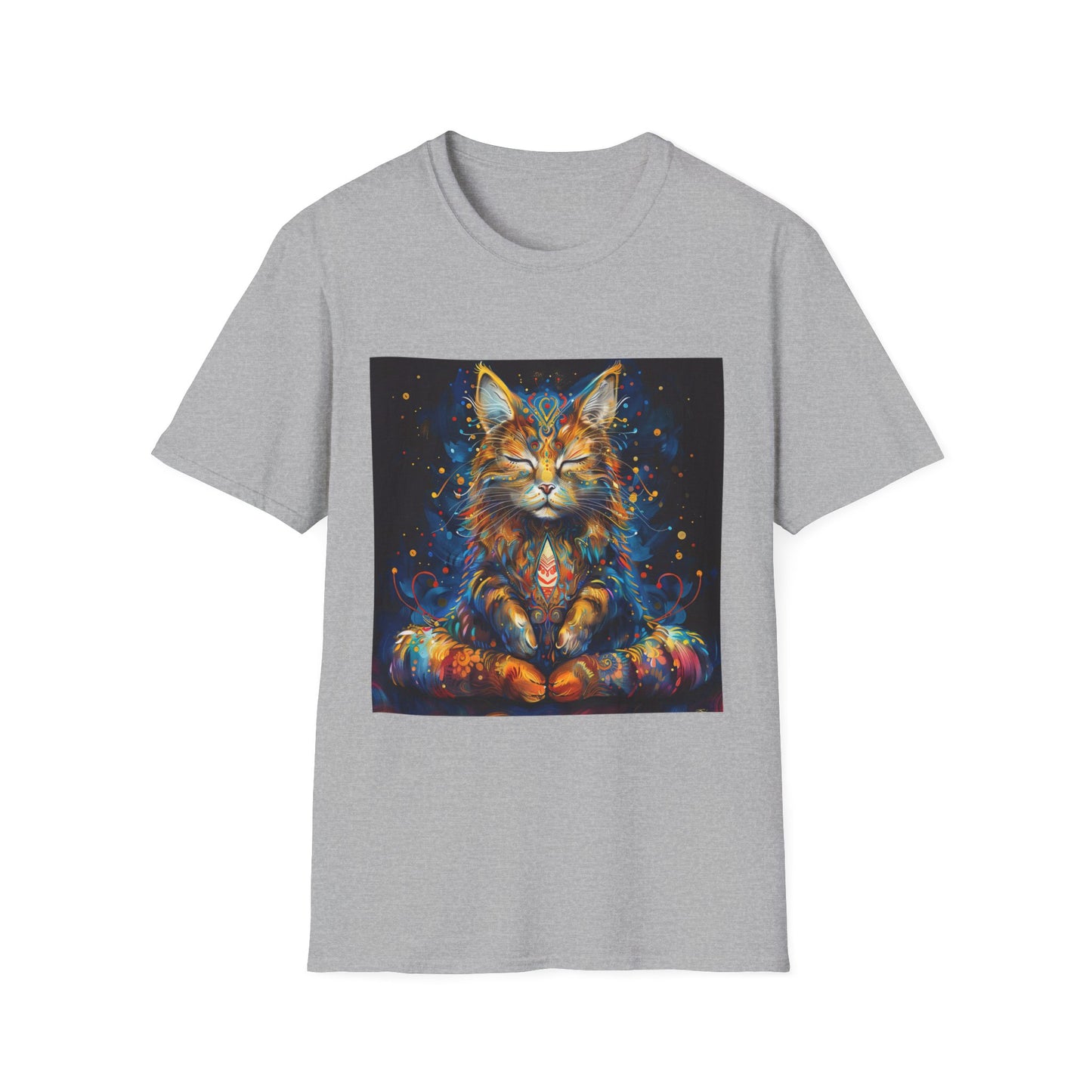 Zen Cat, Chill - Meditating Cat Shirt, Cat Lover's Graphic Tee Graphic Unisex T- Shirt, T-Shirt Cat Lovers Gift Softstyle T-Shirt Tee Teeshirt Stylized Cat