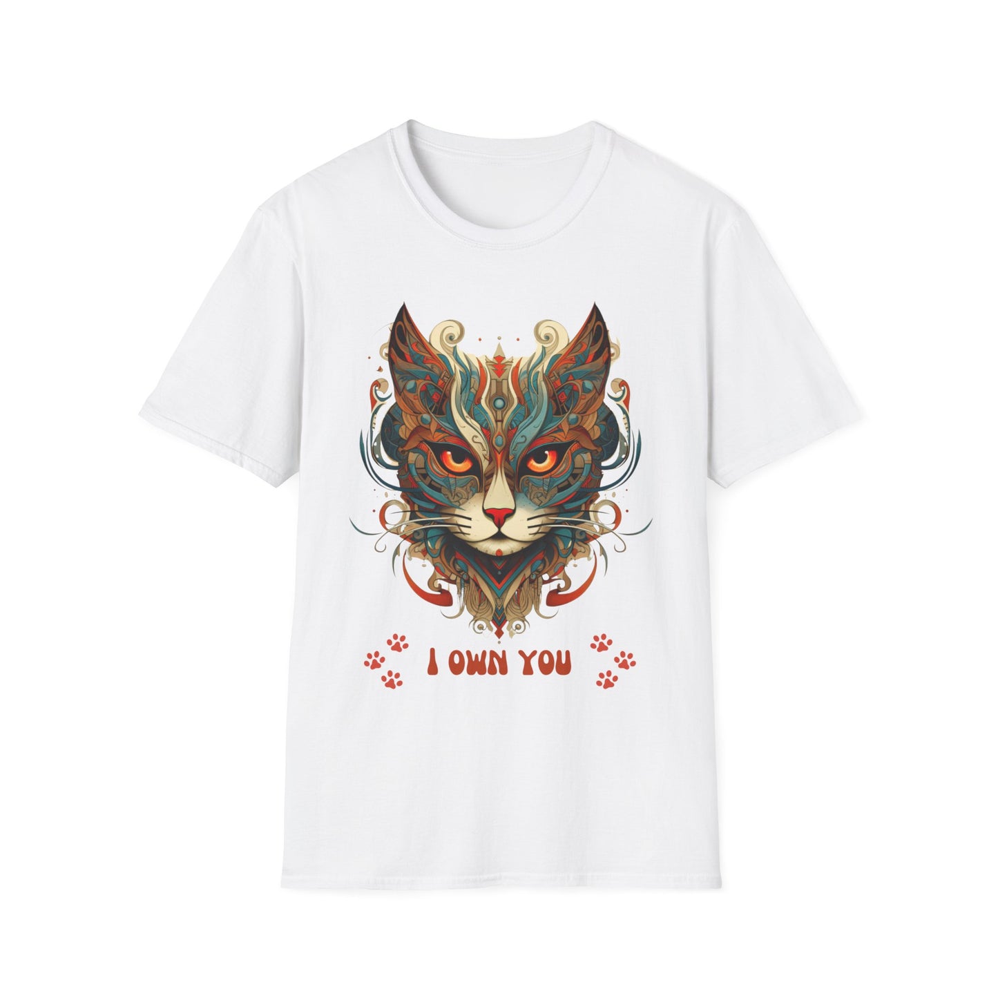 I Own You Cat Paws, Cat Lover's Gift Unisex Tee Shirt, T-Shirt Cat Lovers Gift Softstyle T-Shirt Tee Teeshirt Stylized Exotic Cat