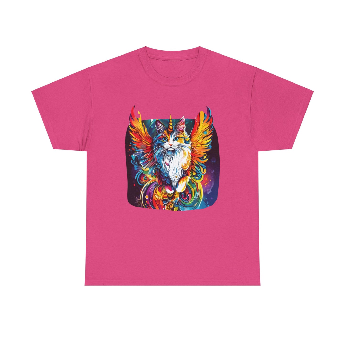 Golden Wings Angel CatUnicorn, Cat Memorial Unicorn Cat with Angel Wings Graphic Tee- Cat Gift Unisex Heavy Cotton Tee T-Shirt