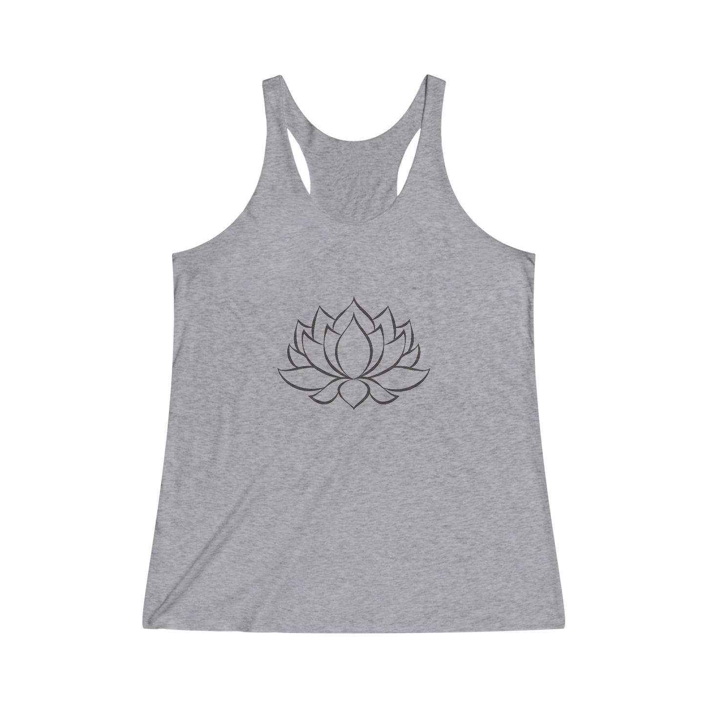Lotus Flower (Black Graphic Outline ) Yoga Tank Top, Peace, Namaste, Women's Yoga Athletic Racerback Tank Top Shirt Graphic Tee