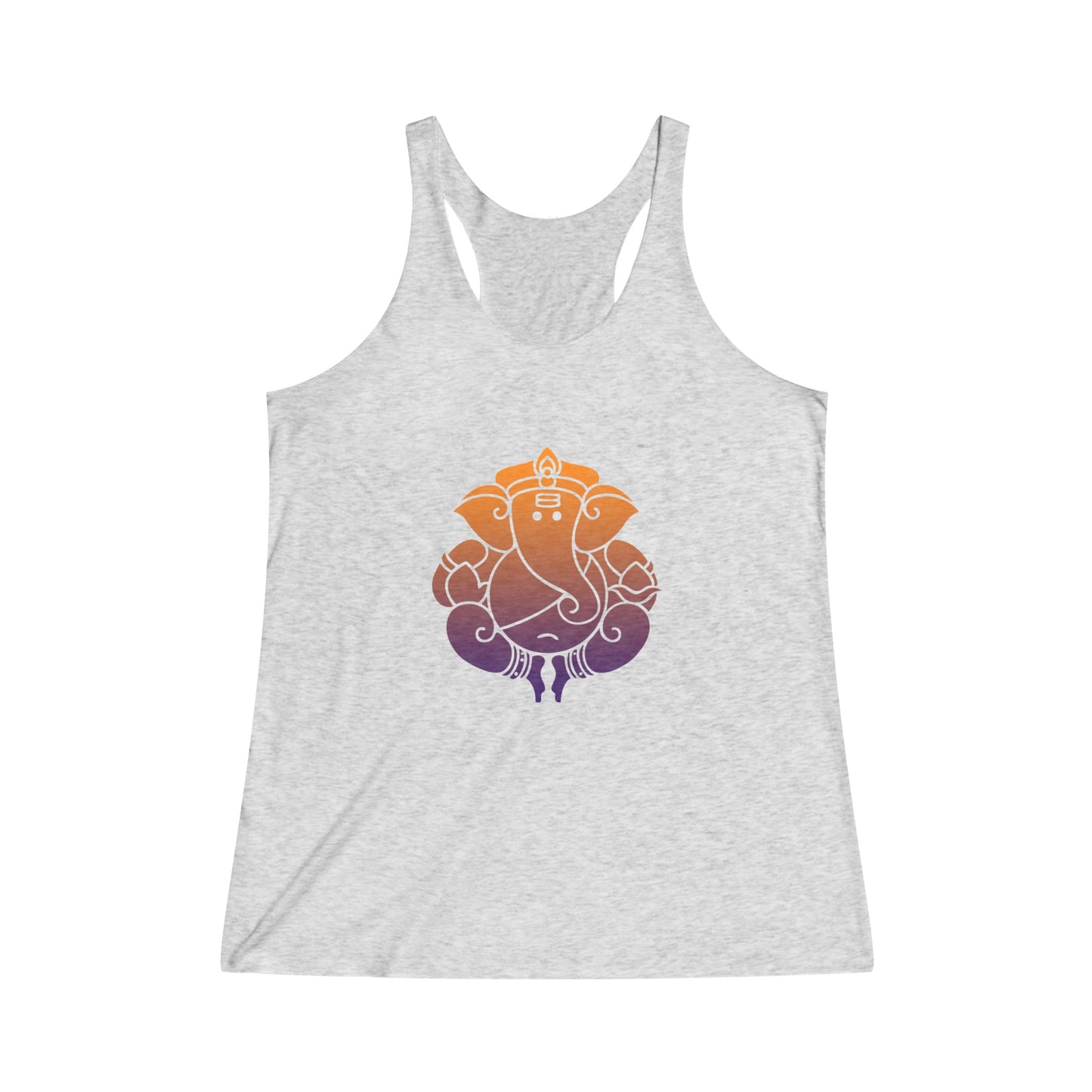 Orange- Purple Ganesha Tank Top Tee, Ganesh, Remover of Obstacles, Women's Yoga Athletic Racerback Tank Top Graphic Tee Shirt