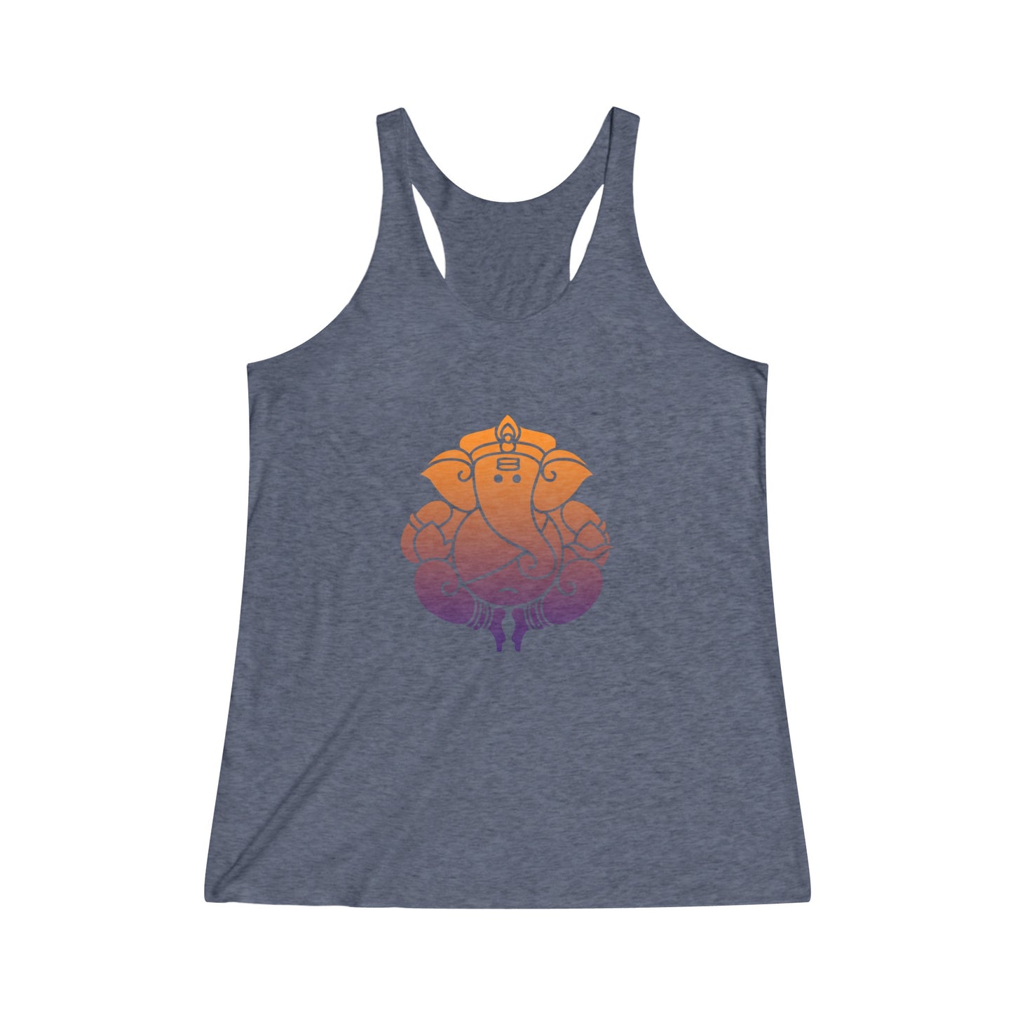 Orange- Purple Ganesha Tank Top Tee, Ganesh, Remover of Obstacles, Women's Yoga Athletic Racerback Tank Top Graphic Tee Shirt
