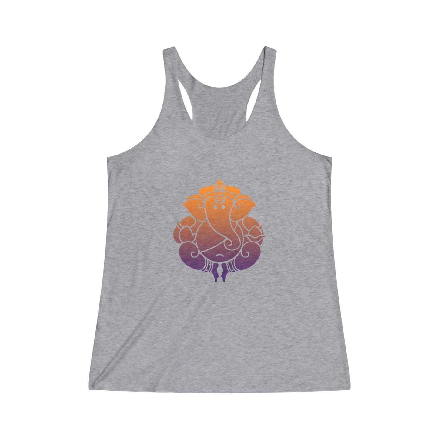 Orange- Purple Ganesha Tank Top Tee, Ganesh, Remover of Obstacles, Women's Yoga Athletic Racerback Tank Top Graphic Tee Shirt