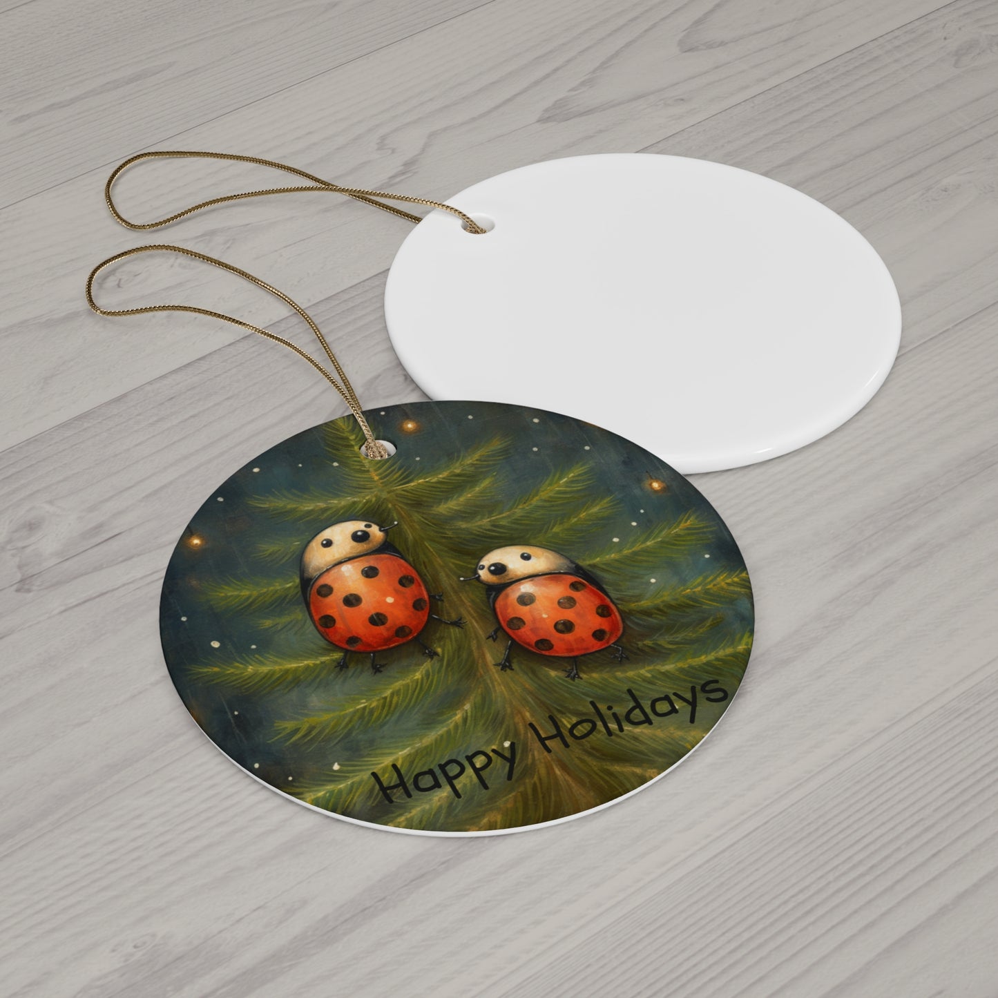 Adorable Lady Bug Christmas Tree Ornament, Lady Bugs Gift Ceramic Lady Bug Ornament Brings Good Luck Charm