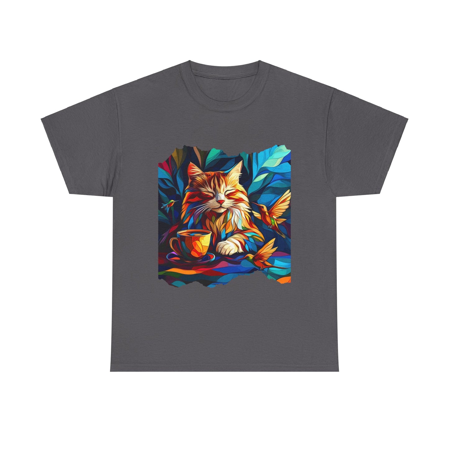 Coffee Cat - (V4) Cats and Coffee , Tea Shirt - T-shirt Coffee Lover - Cat Lover Unisex Heavy Cotton Tee T-Shirt