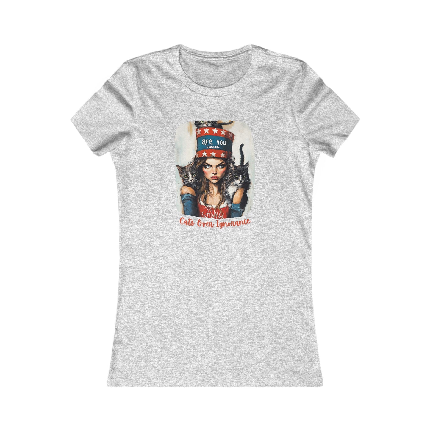 Childless Cat Lady Shirt - "Cats Over Ignorance" - (Version 2) T-shirt, Ladies Cut T's,