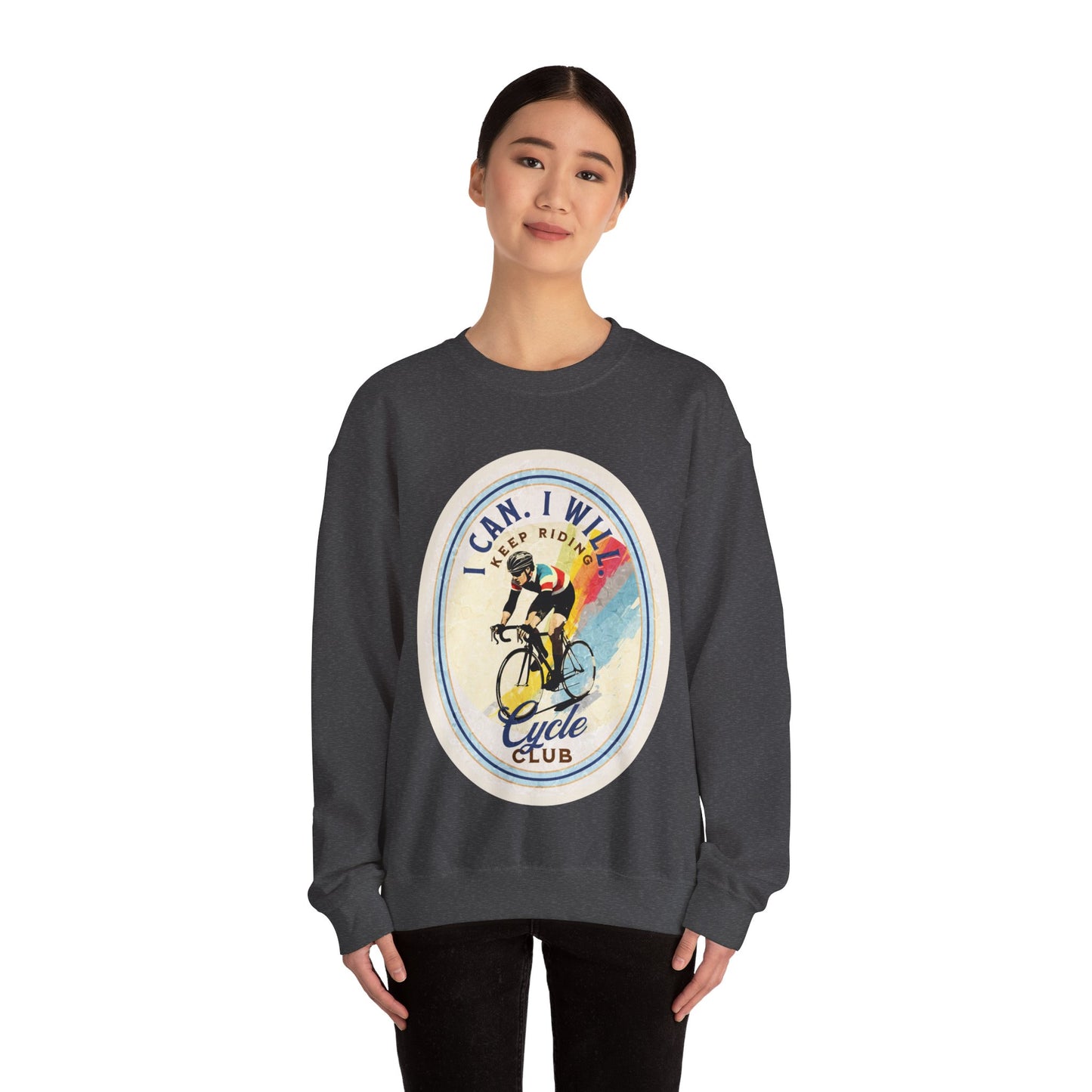 Cycle Club. I Can I Will Bicycle Gift Cycling Lovers Gift - Inspirational Unisex Long Sleeve Jersey Cotton Shirt Mens Women's Sweatshirt Sweat Shirt