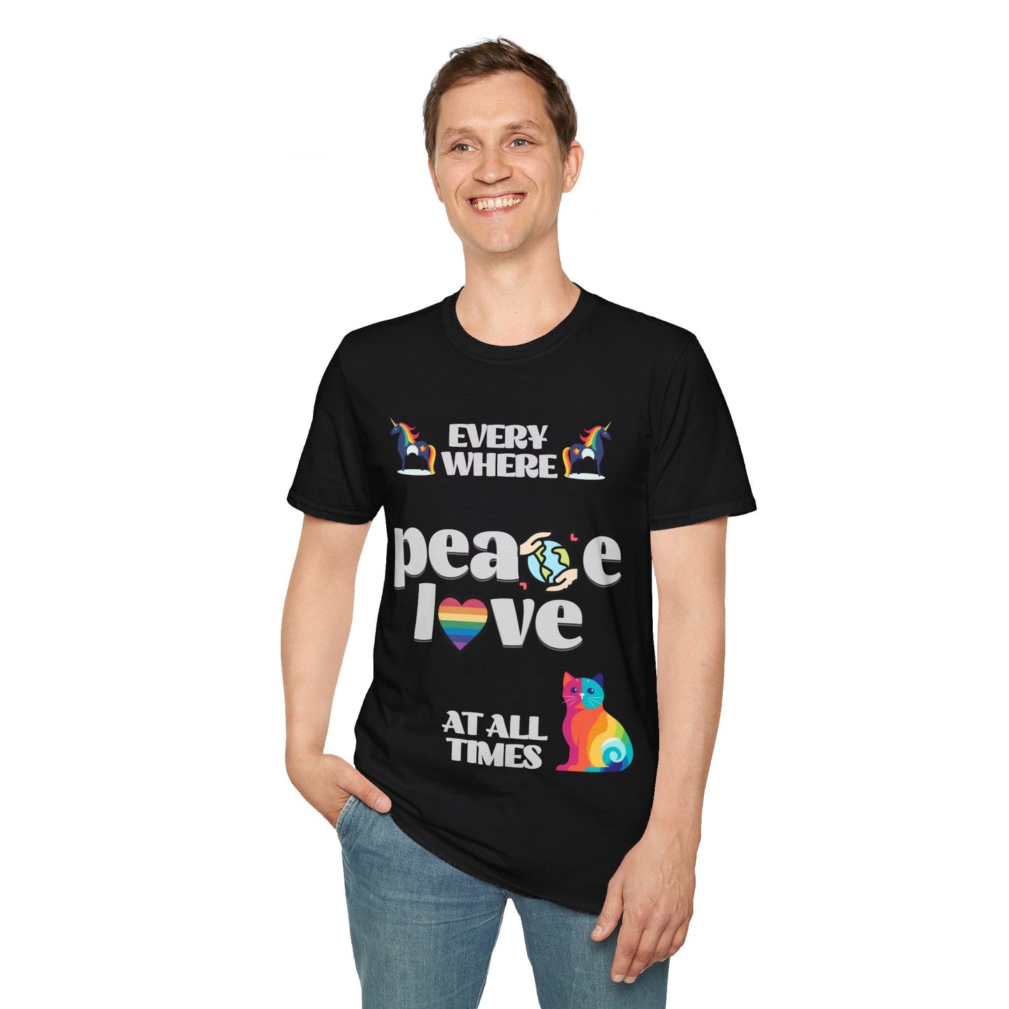 Peace, Love, Everywhere, All The Time Unisex LGBTQ shirt, T-shirt, Tee Shirt, Peace gift, Queer Gift, multiple colors