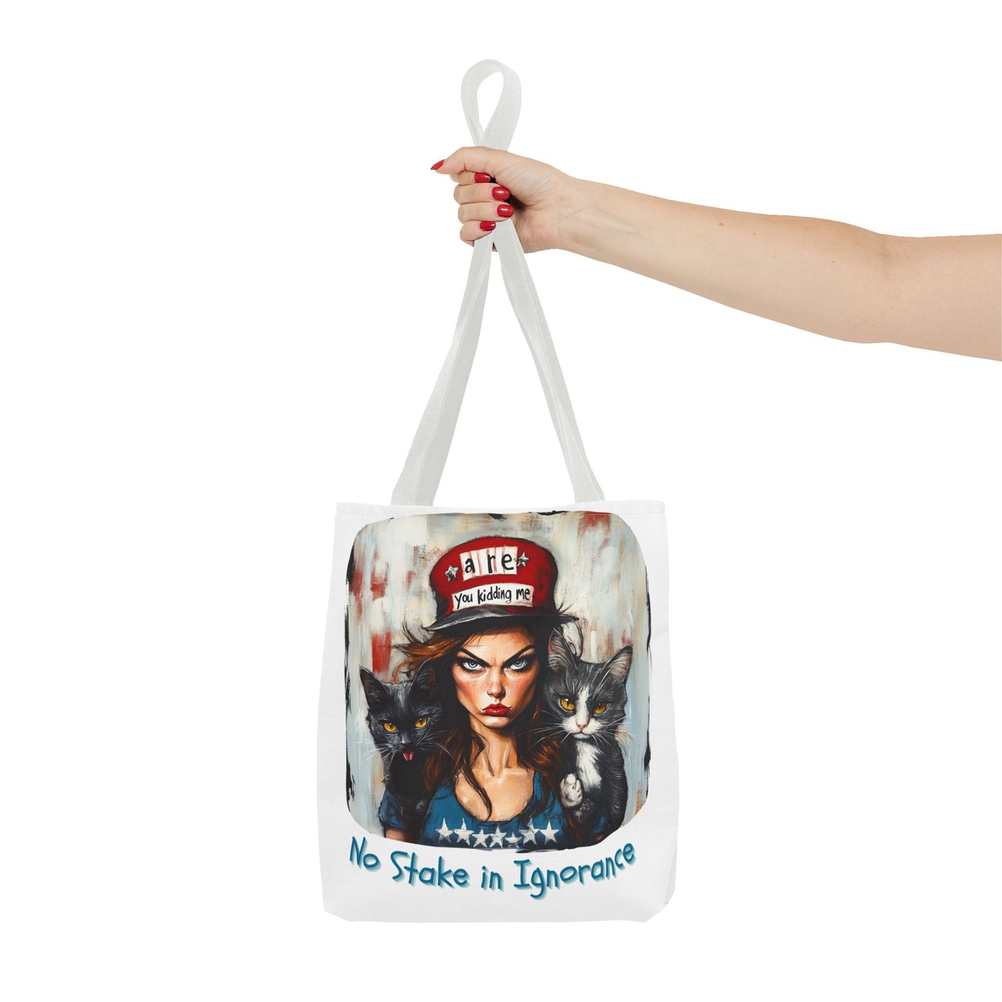 "No Stake In Ignorance" Childless Cat Lady - Childless Cat Lady Tote Bag (AOP)