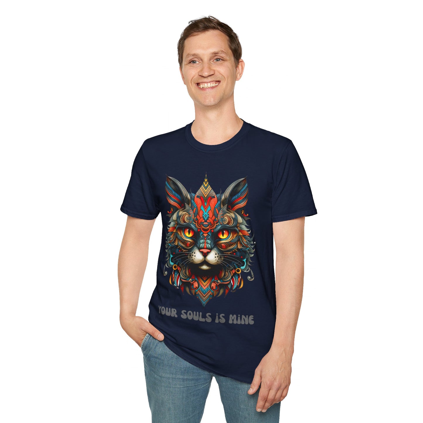 Your Soul is Mine Cat Lover's Unisex Tee Shirt, T-Shirt Cat Lovers Gift Softstyle T-Shirt Tee Teeshirt Stylized Exotic Cat