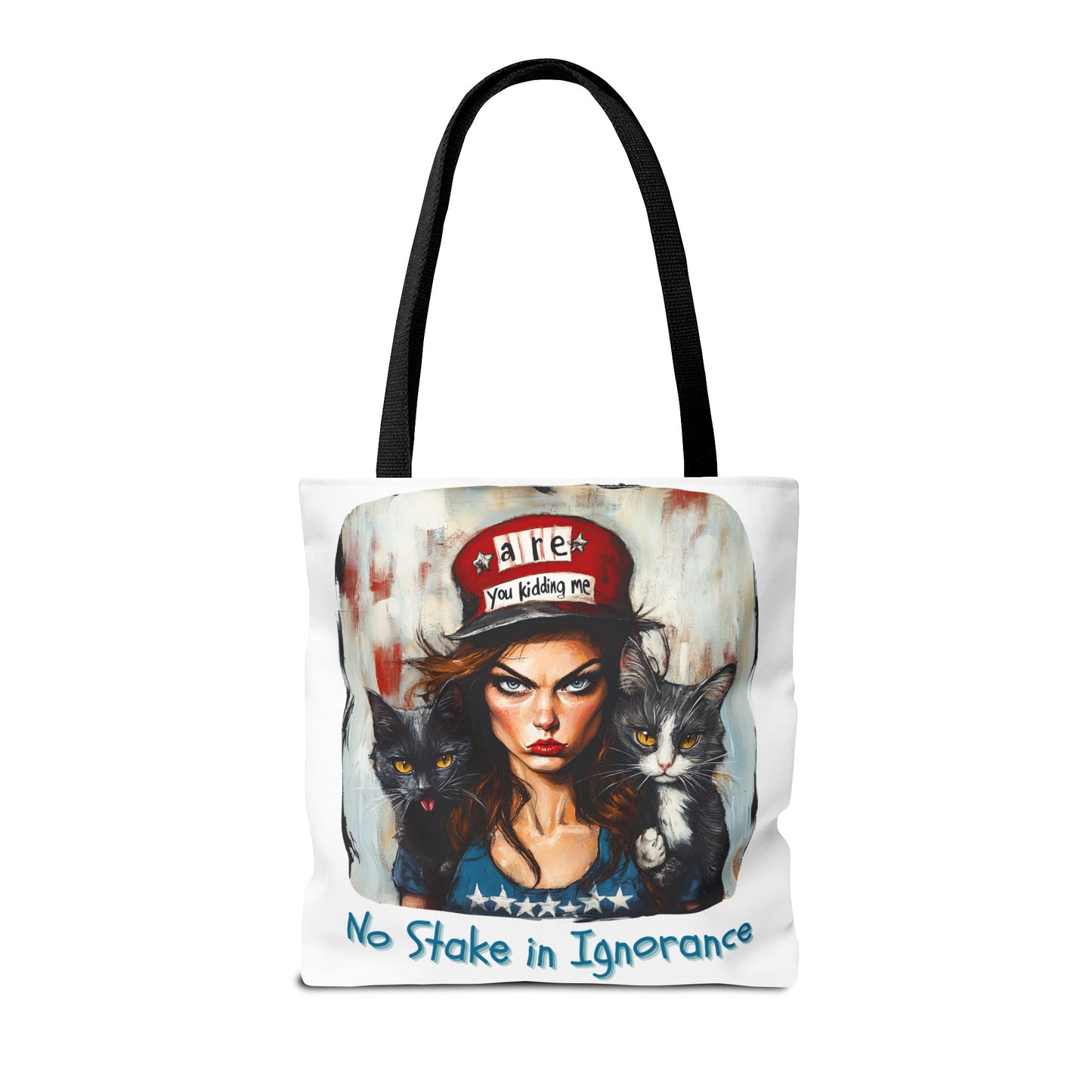 "No Stake In Ignorance" Childless Cat Lady - Childless Cat Lady Tote Bag (AOP)