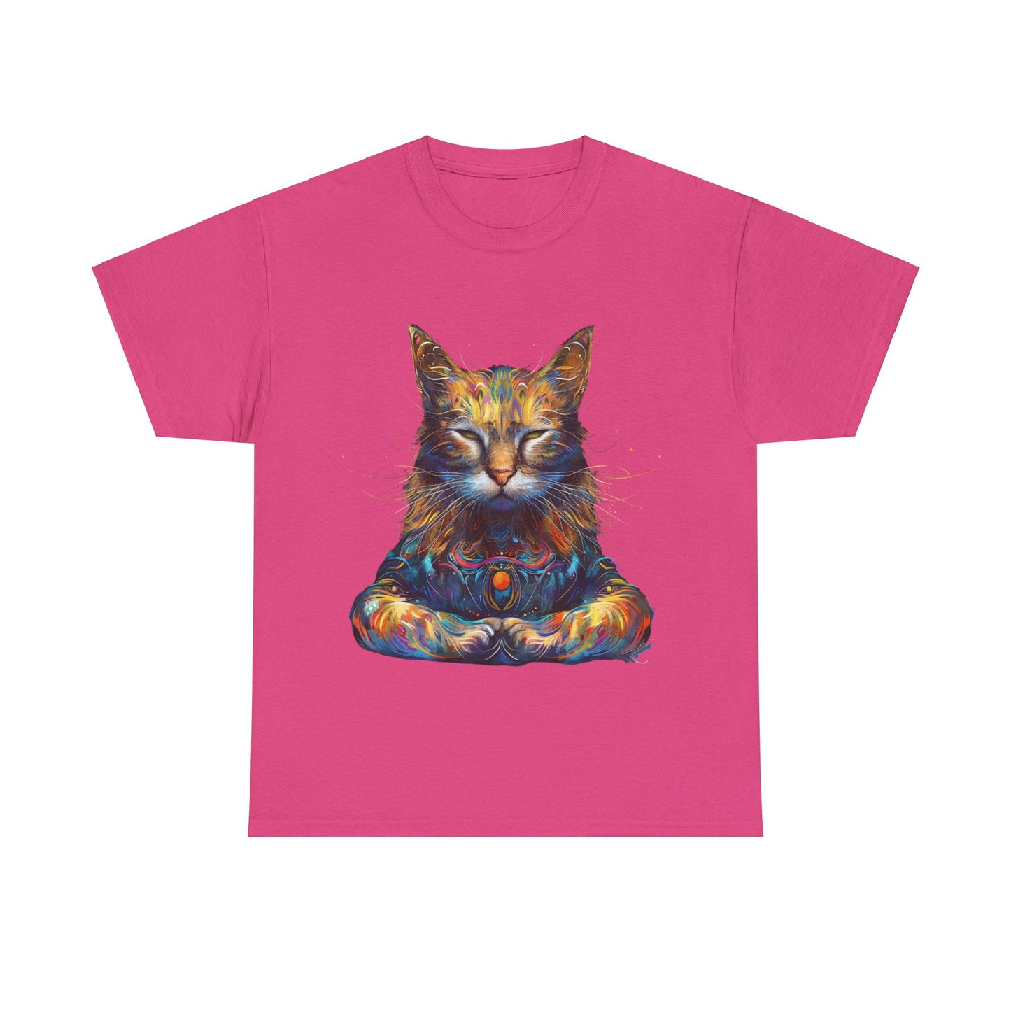 Meditating Cat, (V5) Zen Cat, Cat Gift Unisex Heavy Cotton Tee T-Shirt