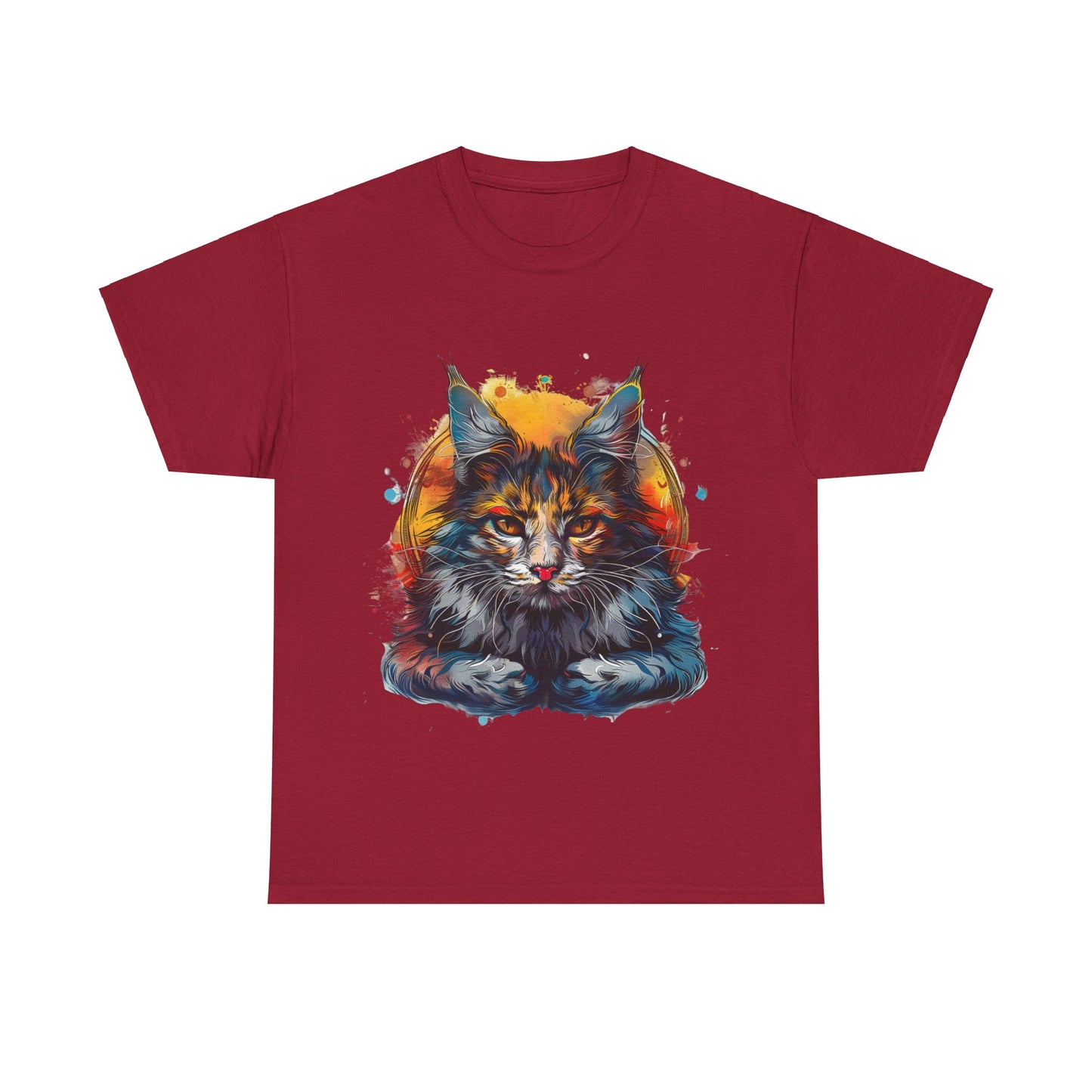 Meditating Cat, (V2) Zen Cat, Cat Gift Unisex Heavy Cotton Tee T-Shirt