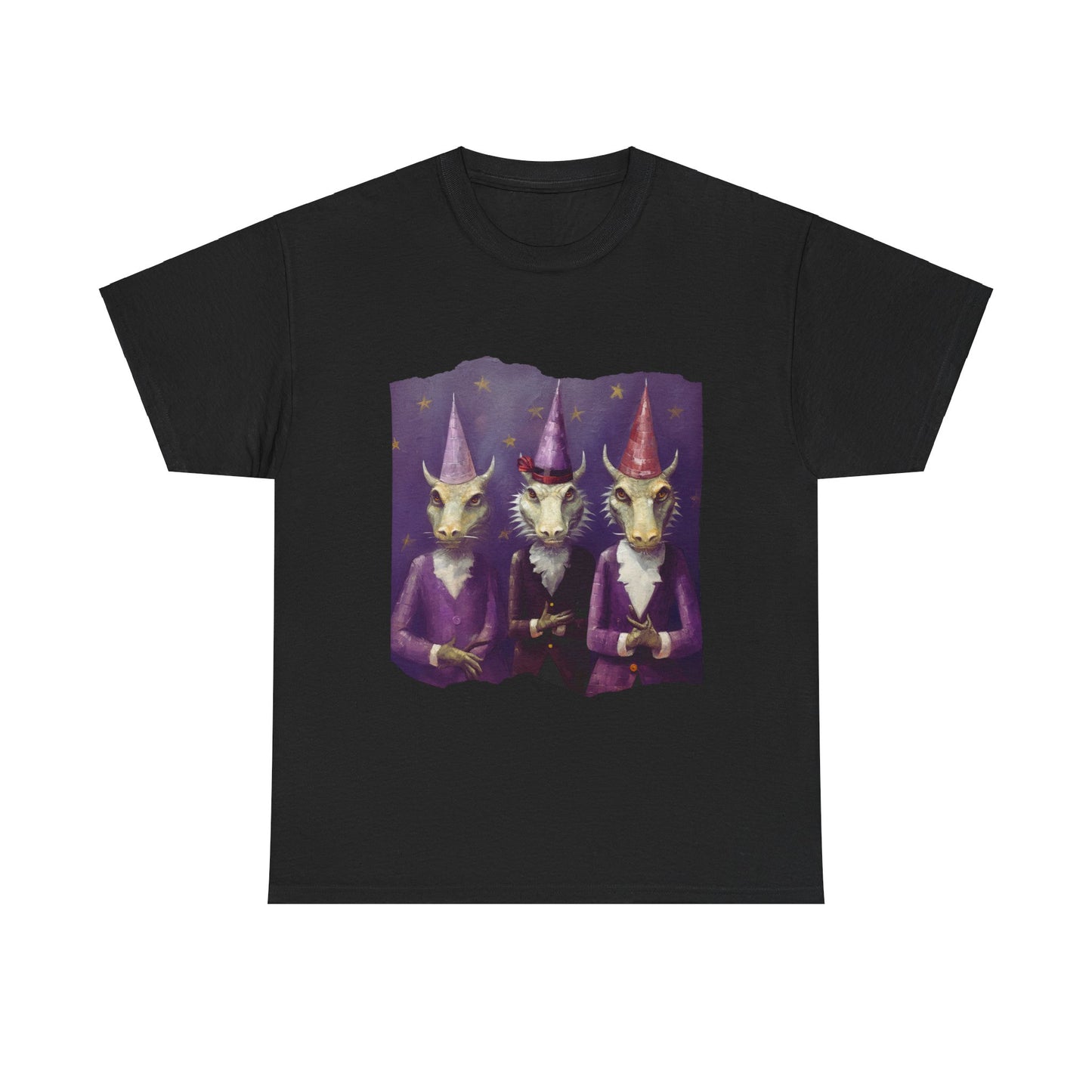 Dragon Elves Graphic Tee - Dragon in Santa Hat T-shirt - Dragon Lovers Unisex Heavy Cotton Tee T-Shirt
