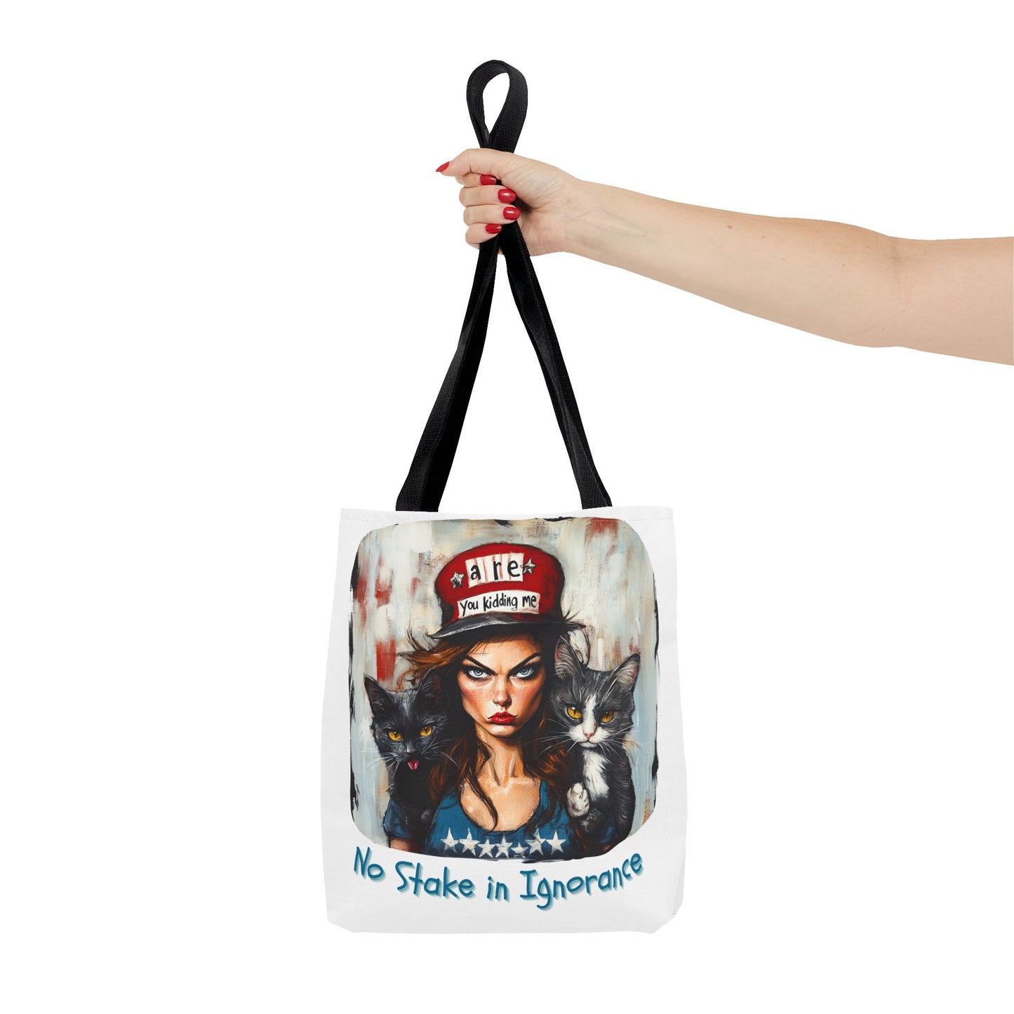 "No Stake In Ignorance" Childless Cat Lady - Childless Cat Lady Tote Bag (AOP)