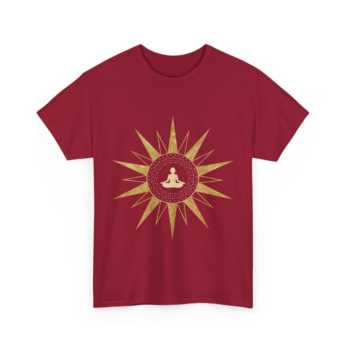 Buda in Sacred Geometry Golden Star Shirt - Graphic Tee - Yoga, Zen, Hindu Gifts Unisex Heavy Cotton Graphic Tee T-Shirt