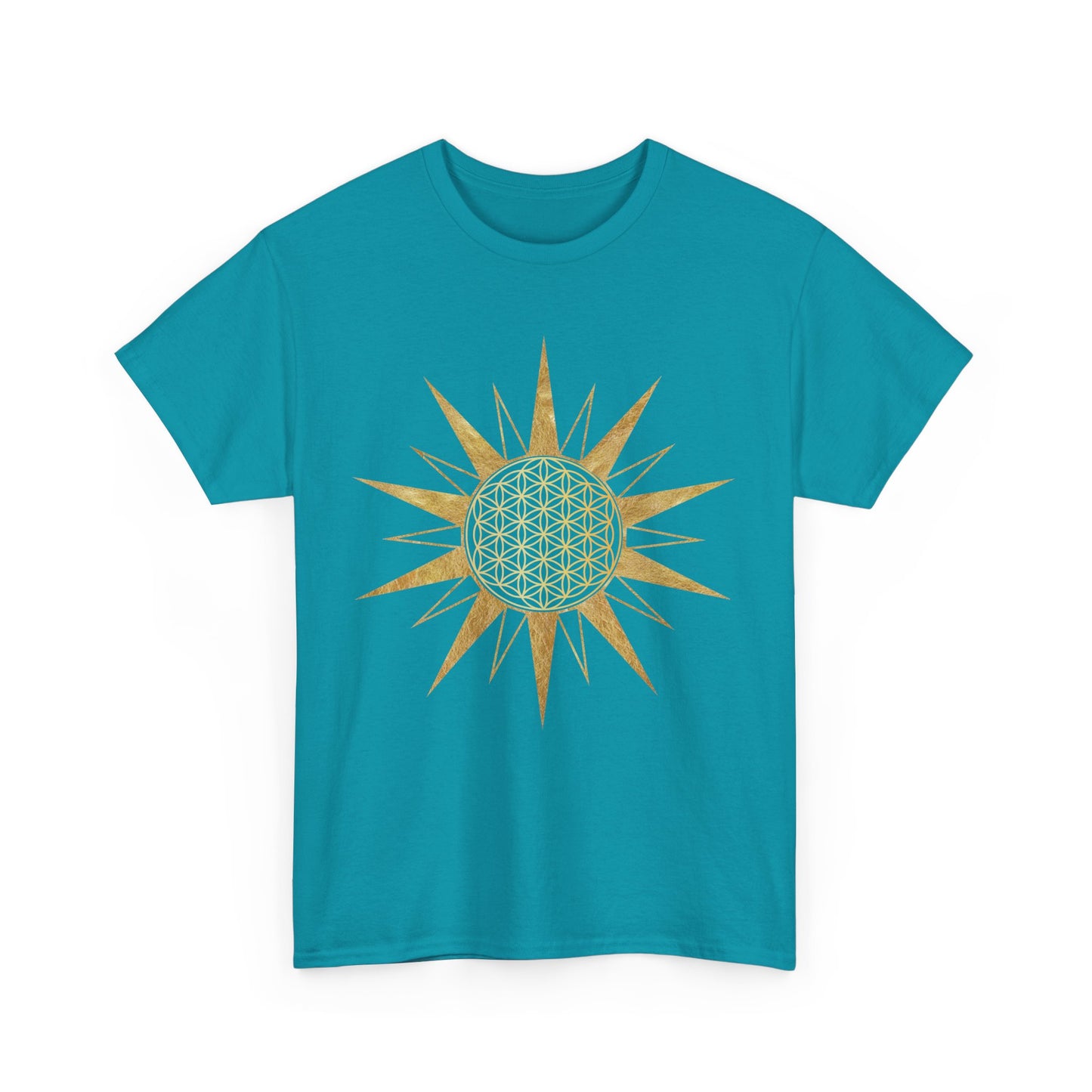 Flower of Life in Sacred Star, Sacred Geometry Tee Shirt - Graphic Tee - Yoga, Zen, Meditation Gifts Unisex Heavy Cotton Graphic Tee T-Shirt