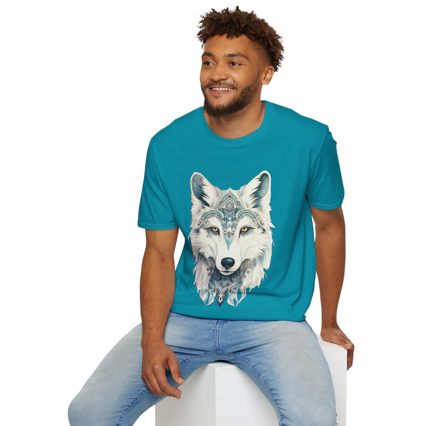 Snow Wolf, White Wolf Shirt, Lone Wolf Gift Unisex Tee Shirt, T-Shirt Wolf Totem Spirit Medicine Softstyle T-Shirt Tee Teeshirt