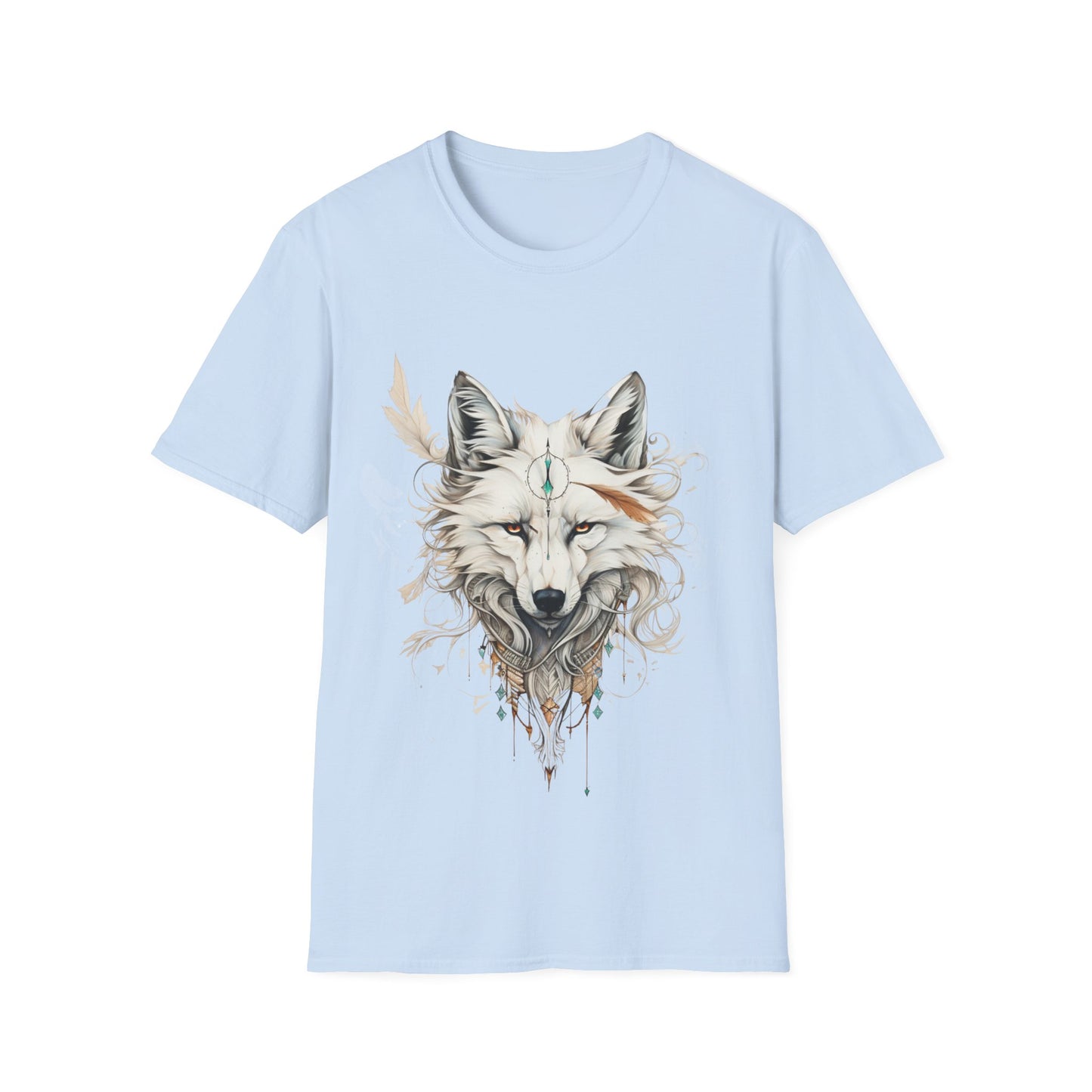 White Snow Fox Shirt, Fox Lover's Gift, Unisex Tee Shirt, T-Shirt Fox Totem Spirit Medicine Softstyle T-Shirt Tee Teeshirt White Fox