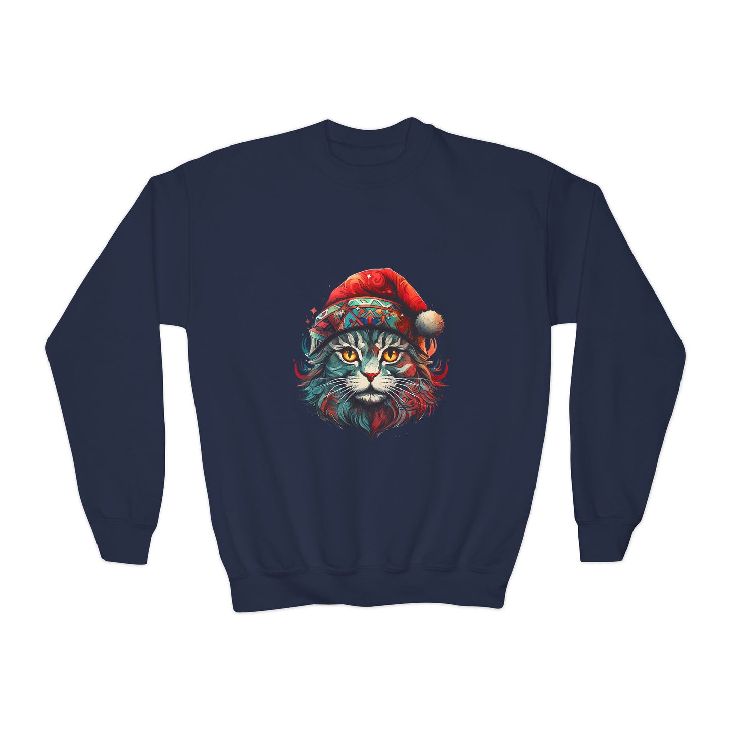 Christmas Cats in Santa Hats- Cats in Santa Hats Kids Sweatshirt - Adorable Youth Crewneck Sweatshirt -Christmas Cat Gift