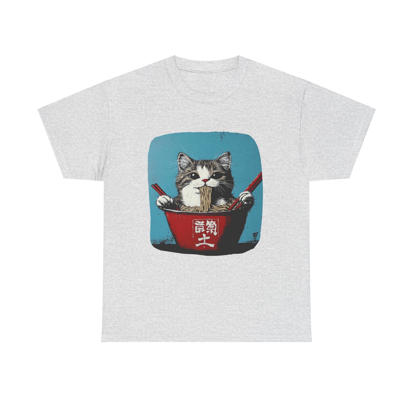 Ramen Cat (V4) Cats and Ramen, Ramen Art Gift - Cute Cats Unisex Heavy Cotton Tee T-Shirt