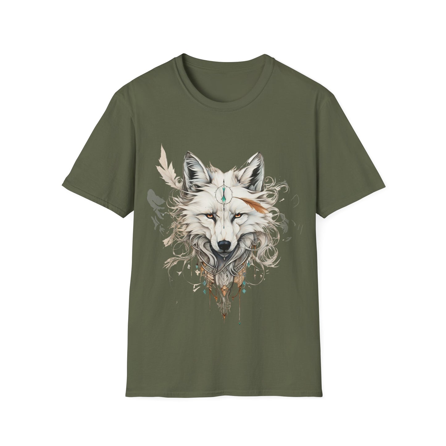 White Snow Fox Shirt, Fox Lover's Gift, Unisex Tee Shirt, T-Shirt Fox Totem Spirit Medicine Softstyle T-Shirt Tee Teeshirt White Fox
