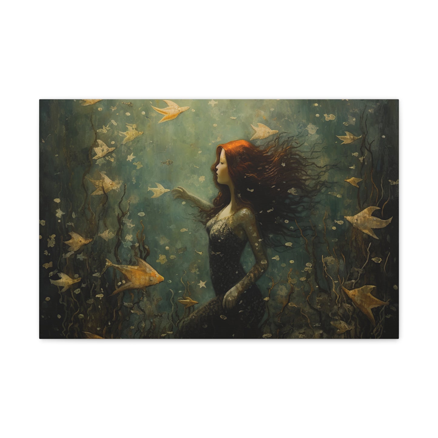 Mermaid Wall Art, Underwater Scene, Mystical Wall Art, Canvas, Kids or Adults Room, Creative Wall Art Painting Pastel