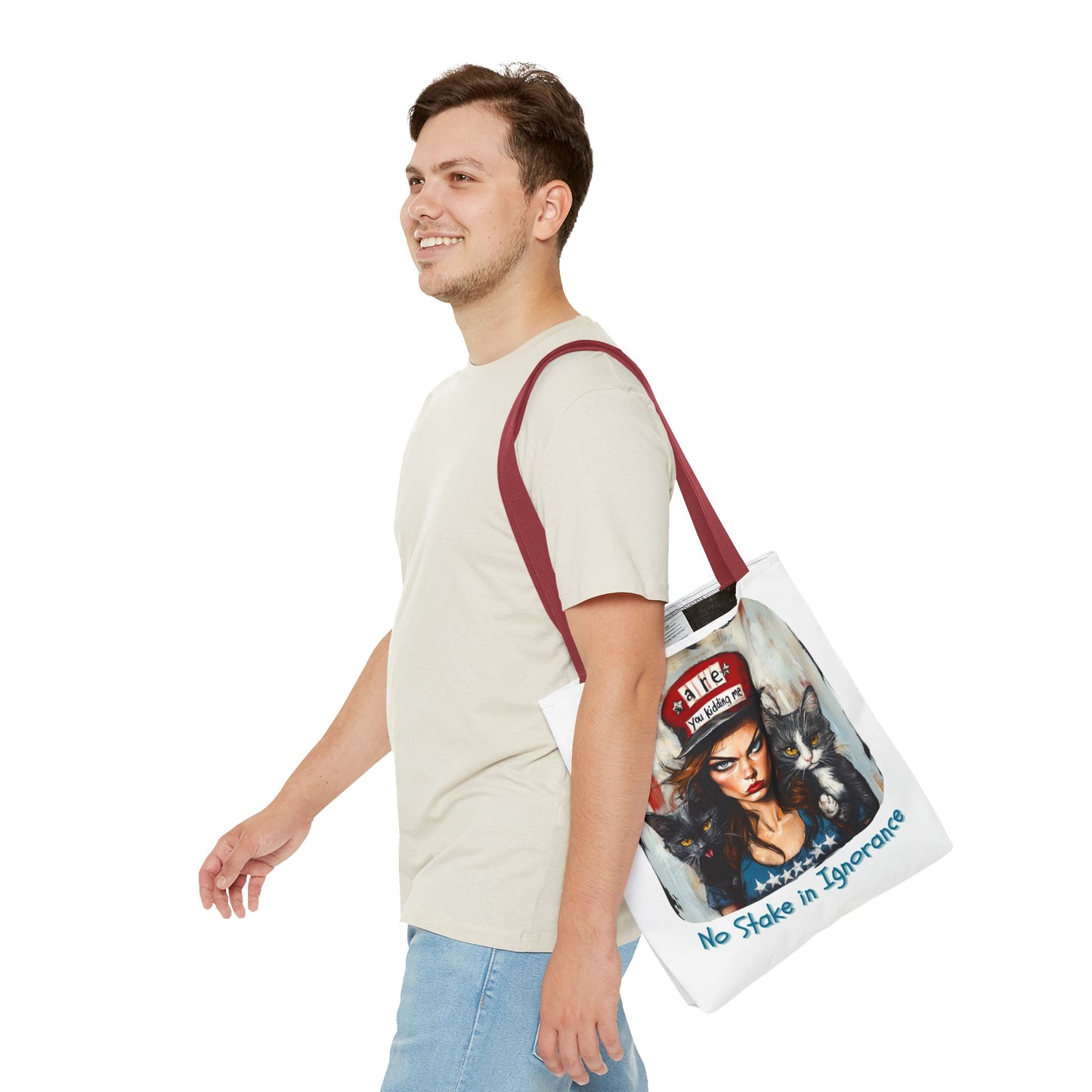 "No Stake In Ignorance" Childless Cat Lady - Childless Cat Lady Tote Bag (AOP)